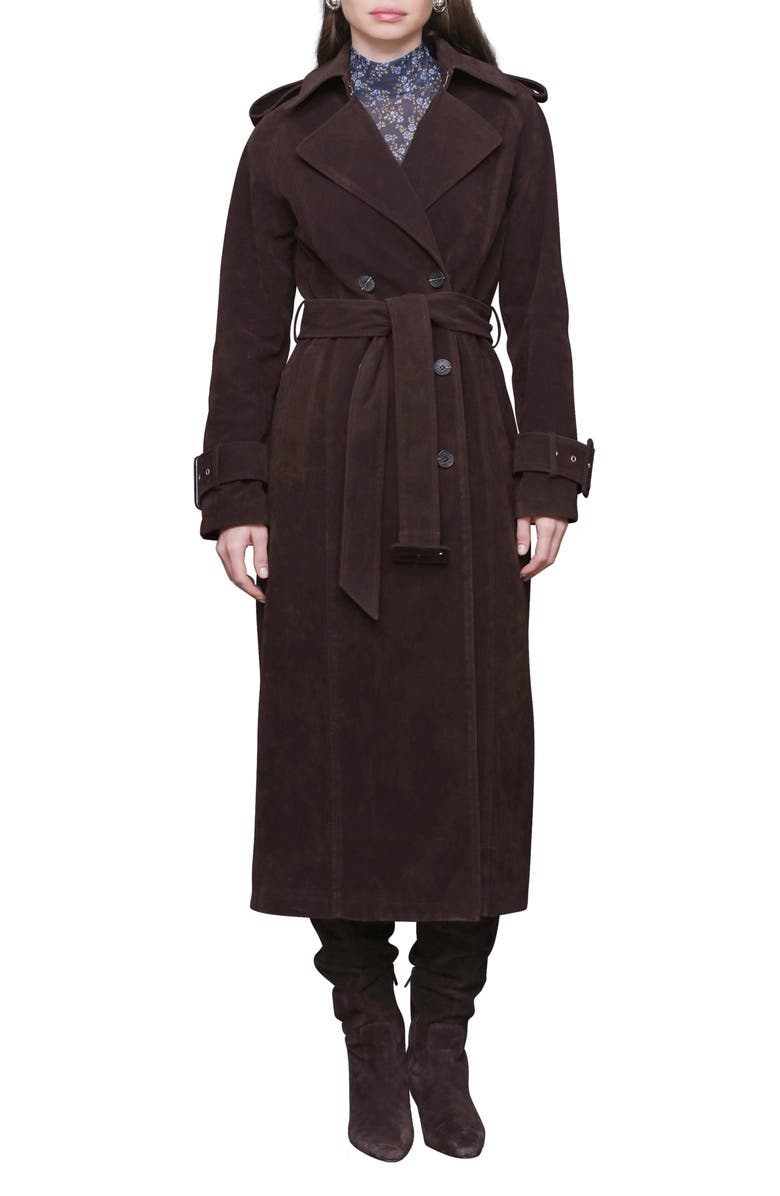 Double Breasted Faux Suede Trench Coat