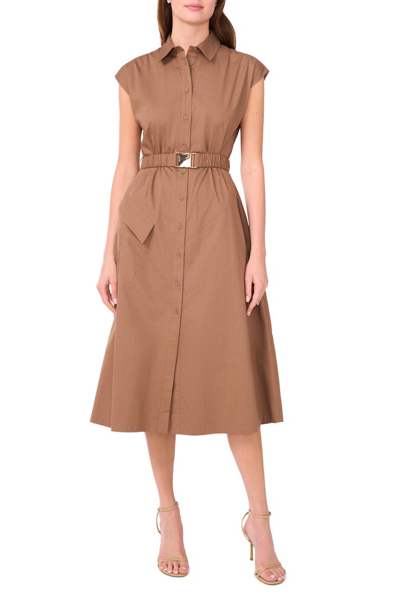 Asymmetric Belted Midi Shirtdress
