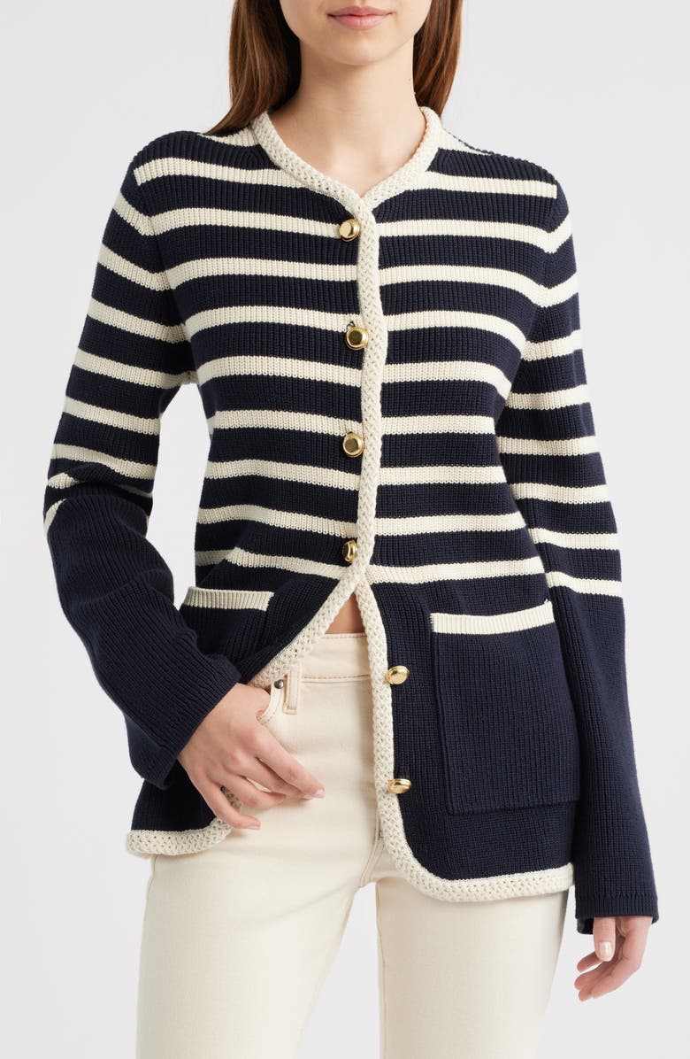 Nora Stripe Cotton Blend Cardigan