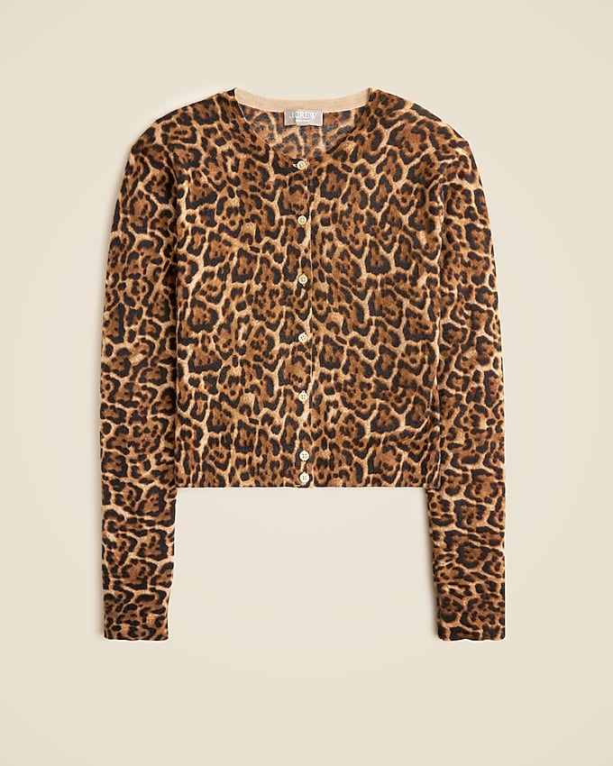 Featherweight Cashmere Cardigan in Leopard Print