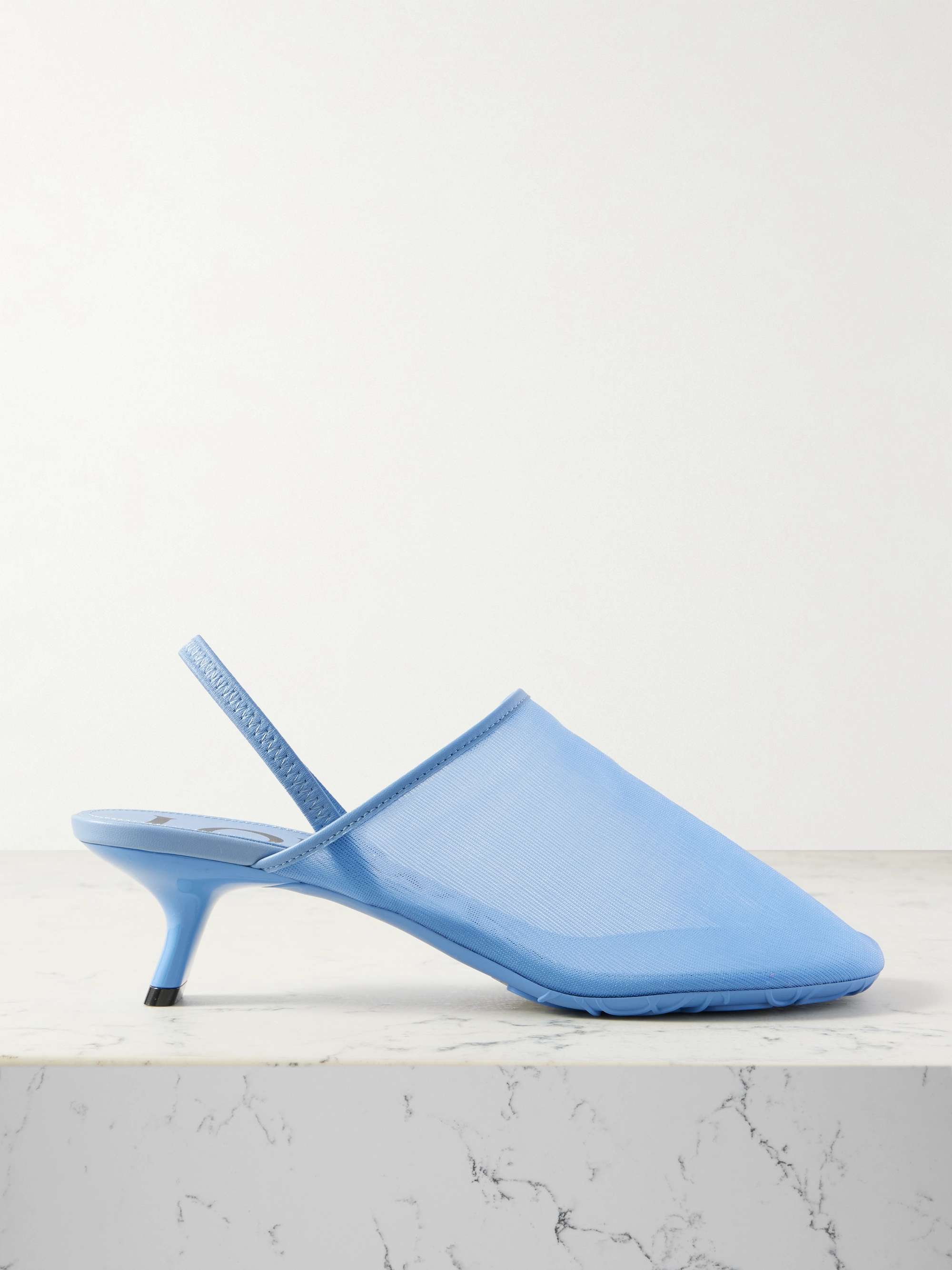 Petal Leather-Trimmed Mesh Slingback Sandals