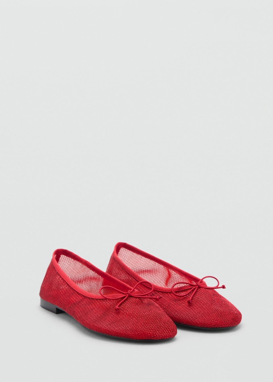 Mango, Mesh Ballet Flats With Bow