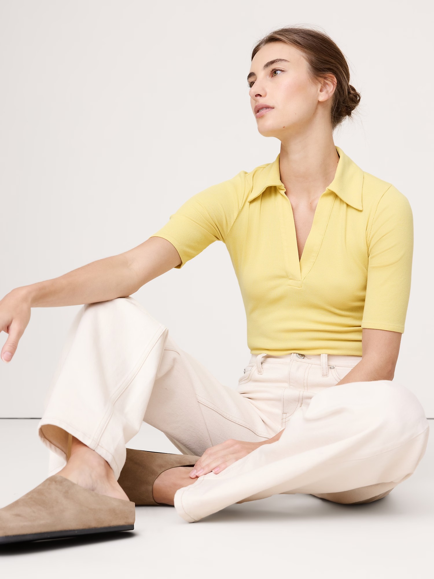 Banana Republic, Ribbed Elbow-Sleeve Polo