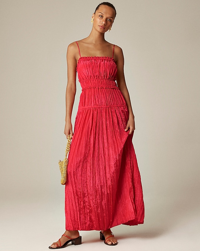 Crinkled Ruffle-Trim Dress