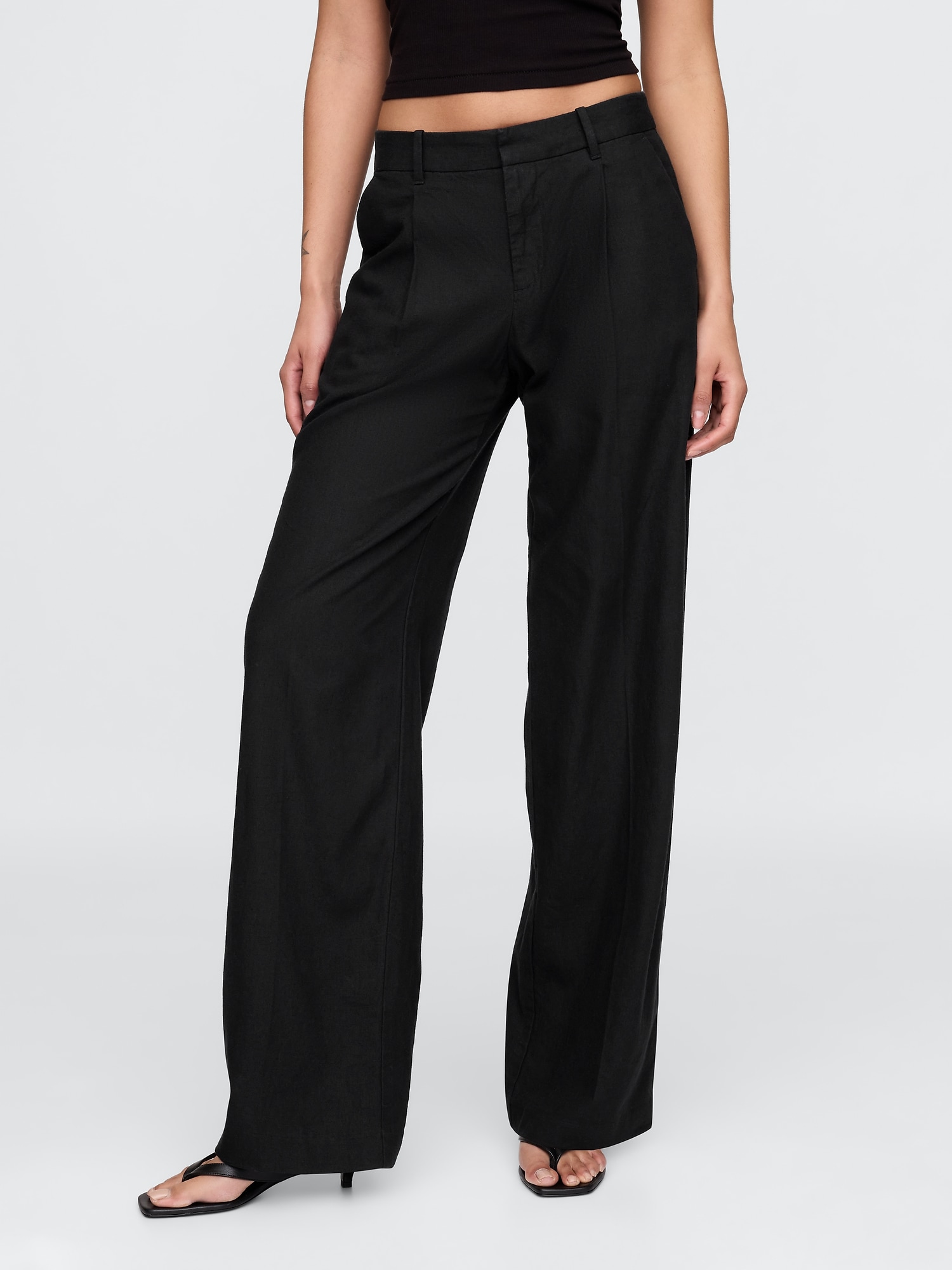 365 Low Rise Linen-Blend Trousers