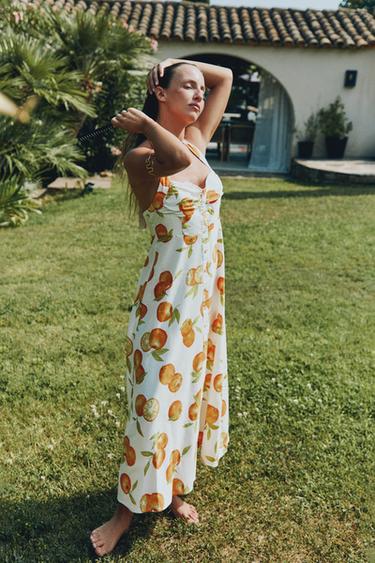 Printed Linen Blend Dress