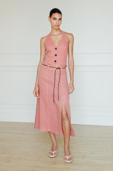 Linen Blend Halter Top