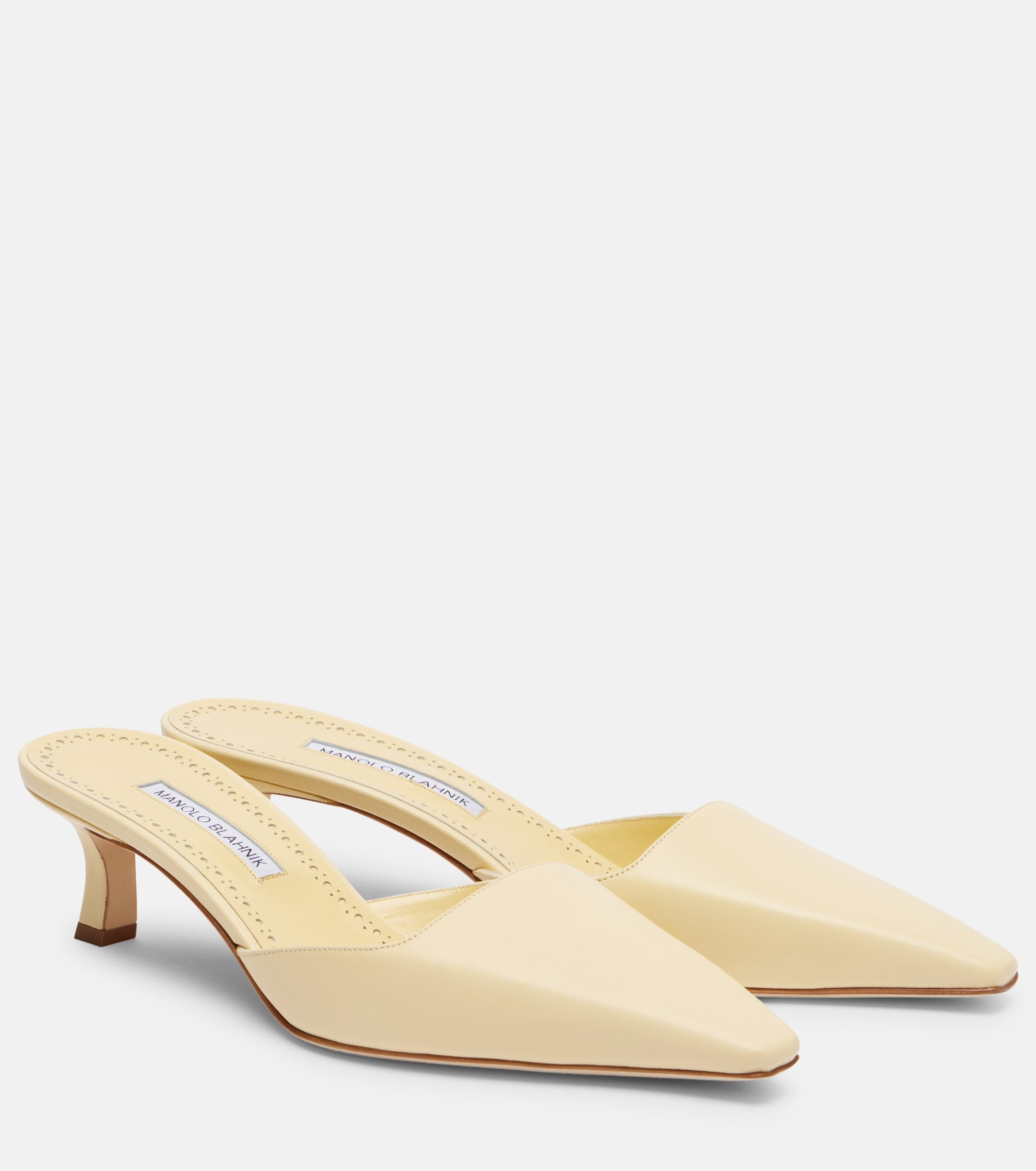 Manolo Blahnik, Moiramu Leather Mules in Yellowshoes