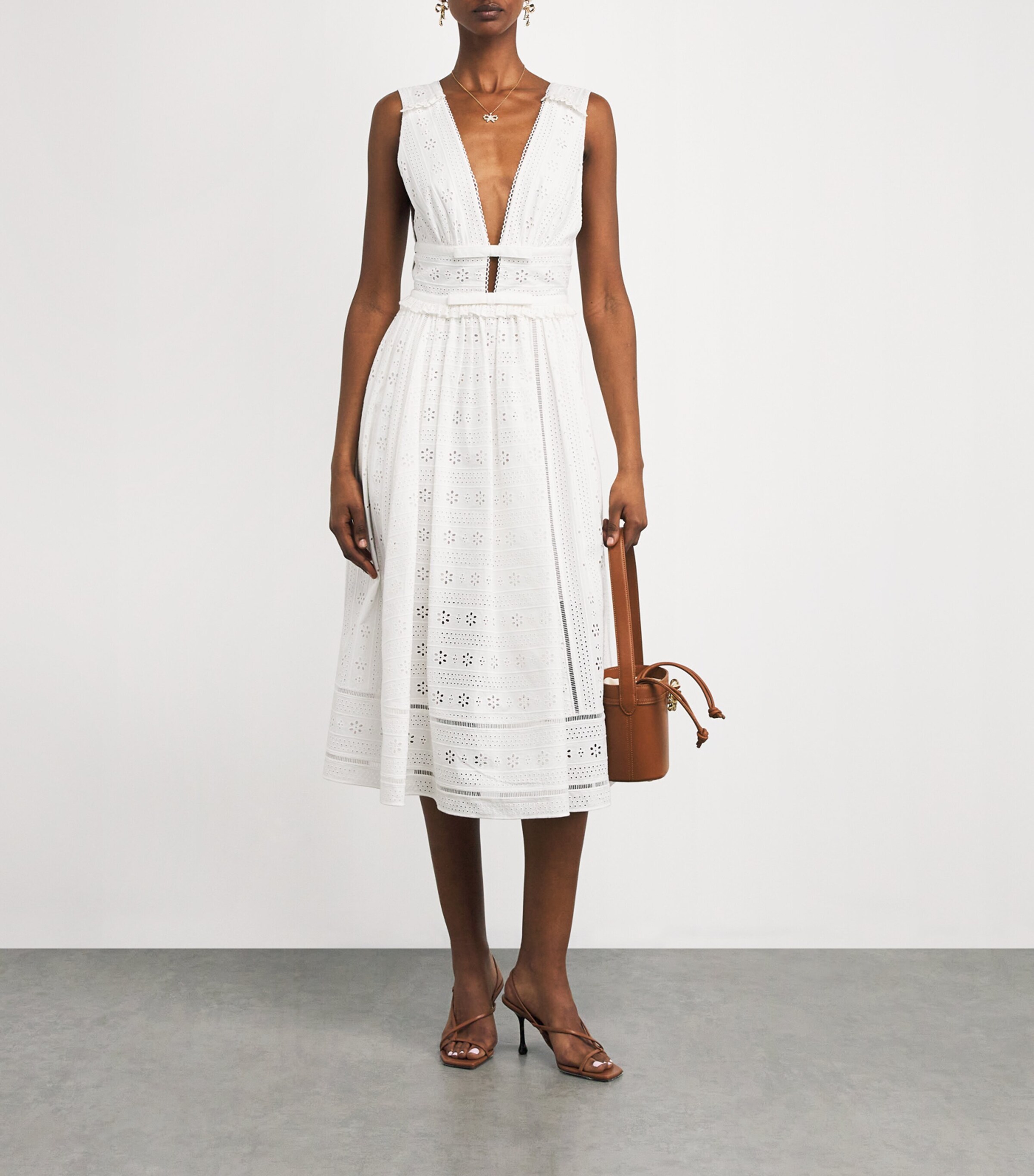 Broderie Anglaise Bow Midi Dress