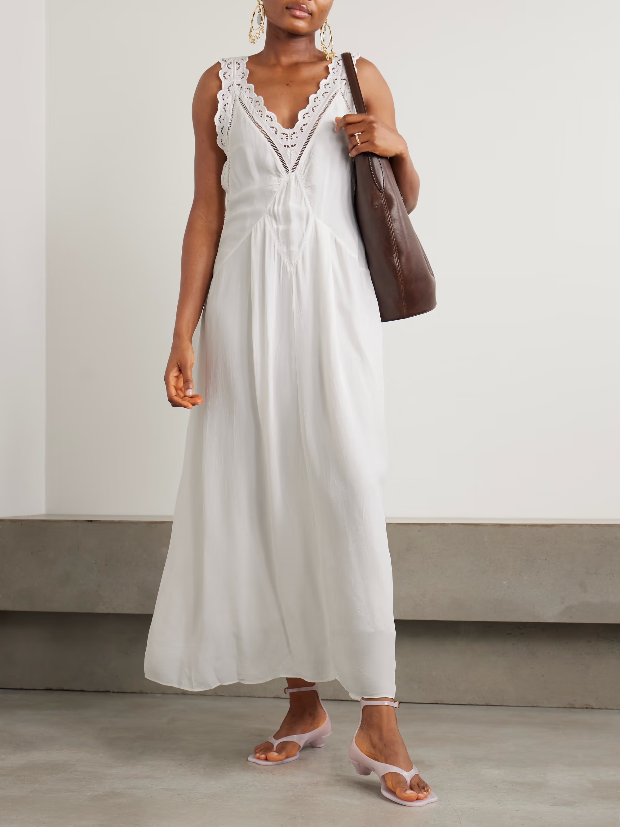 Isabel Marant, Freda broderie anglaise-trimmed crepe maxi dress