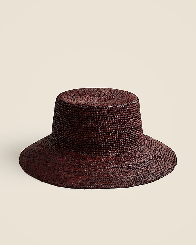 Wide-Brim Raffia Bucket Hat