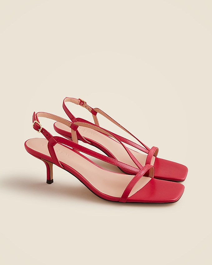 Krista Slingback Kitten-Heel Sandals in Leather