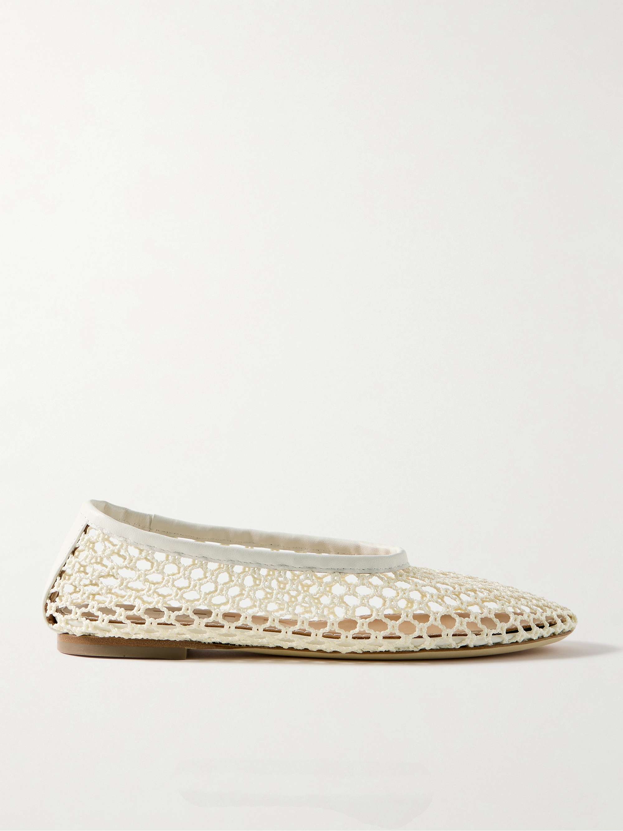 Alba Leather-Trimmed Crocheted Ballet Flats