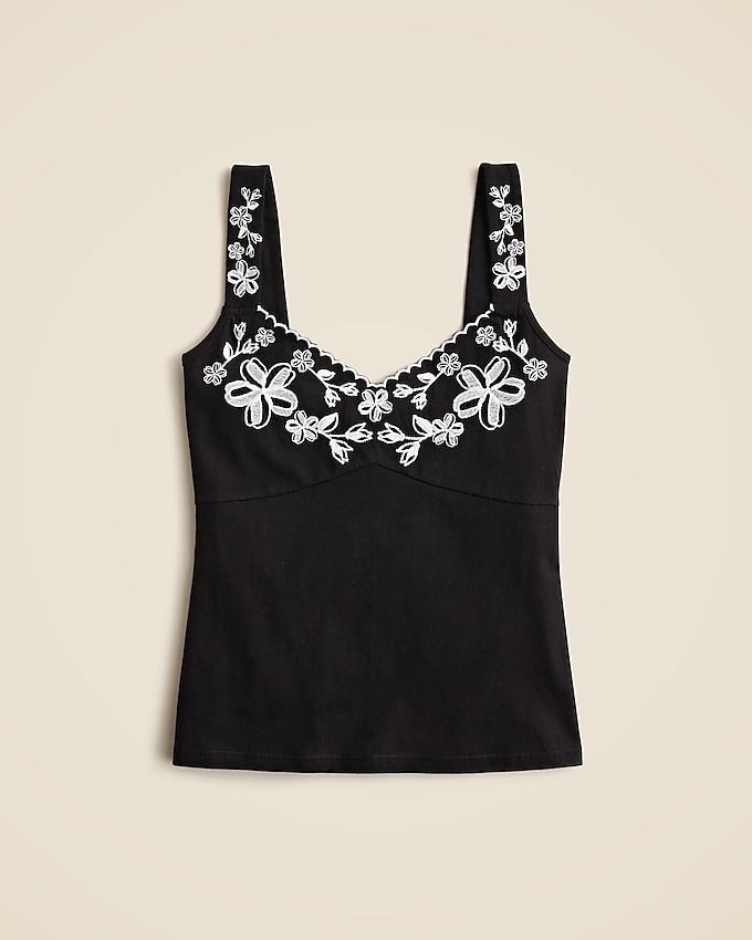 Embroidered Tank Top in Broken-In Jersey