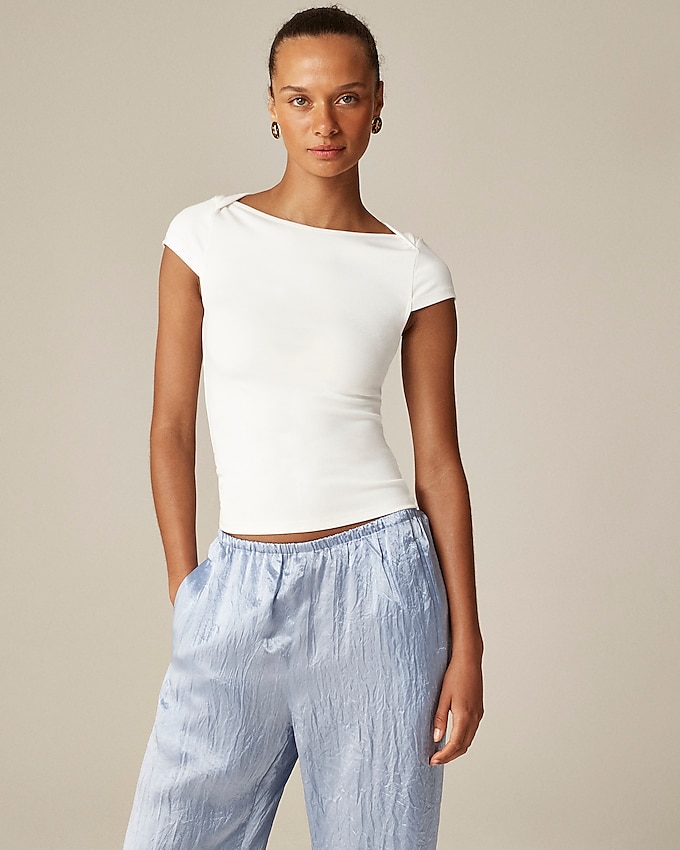 Refined Rib Cap-Sleeve Shirt