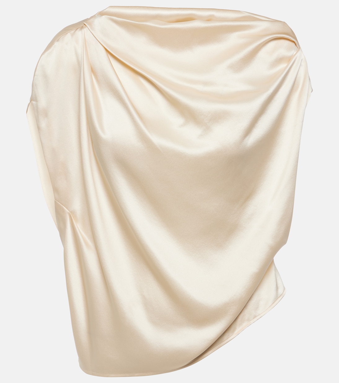 Draped Silk Satin Top