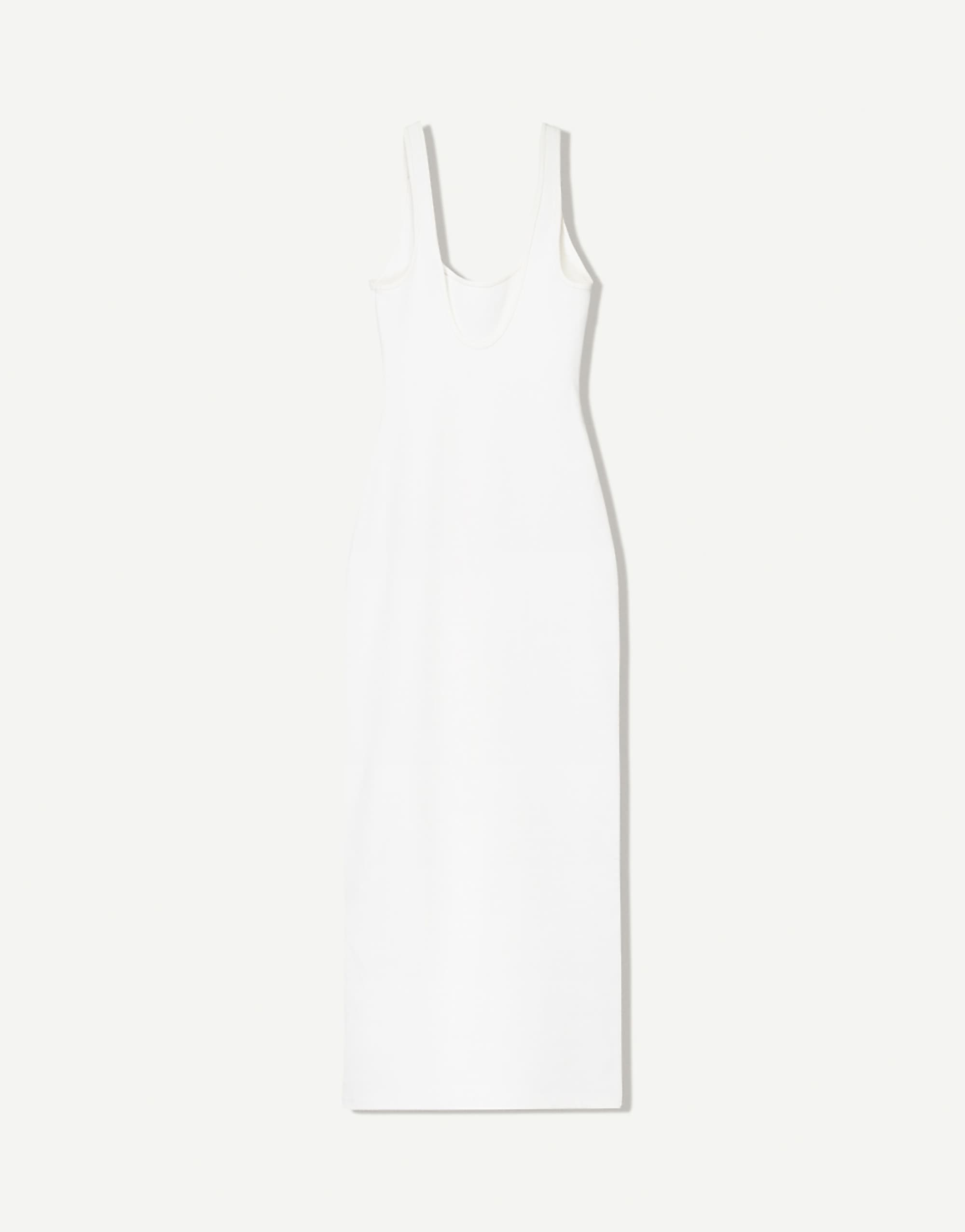 Bershka Strappy Midi Dress in White