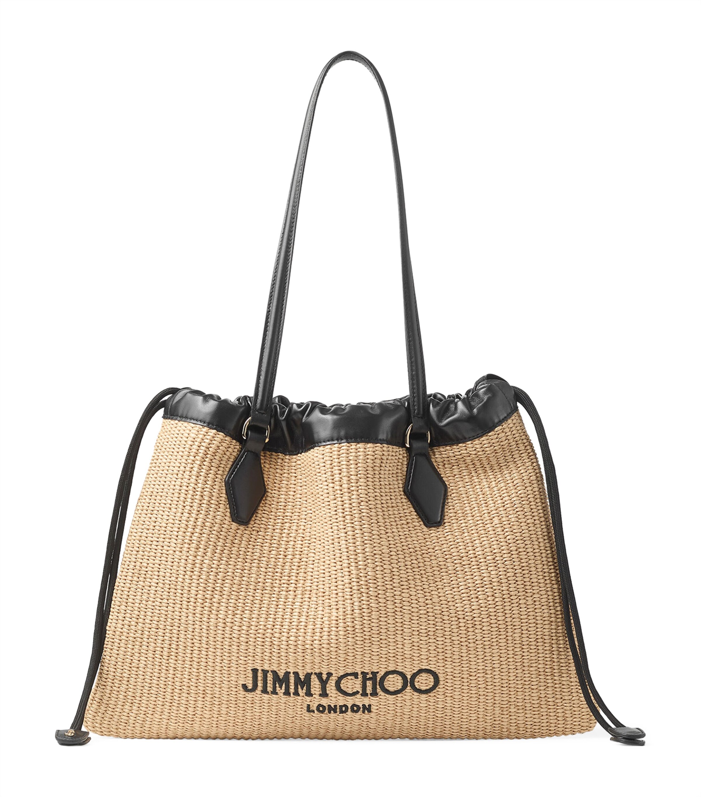 Large Raffia Drawstring Tote Bag