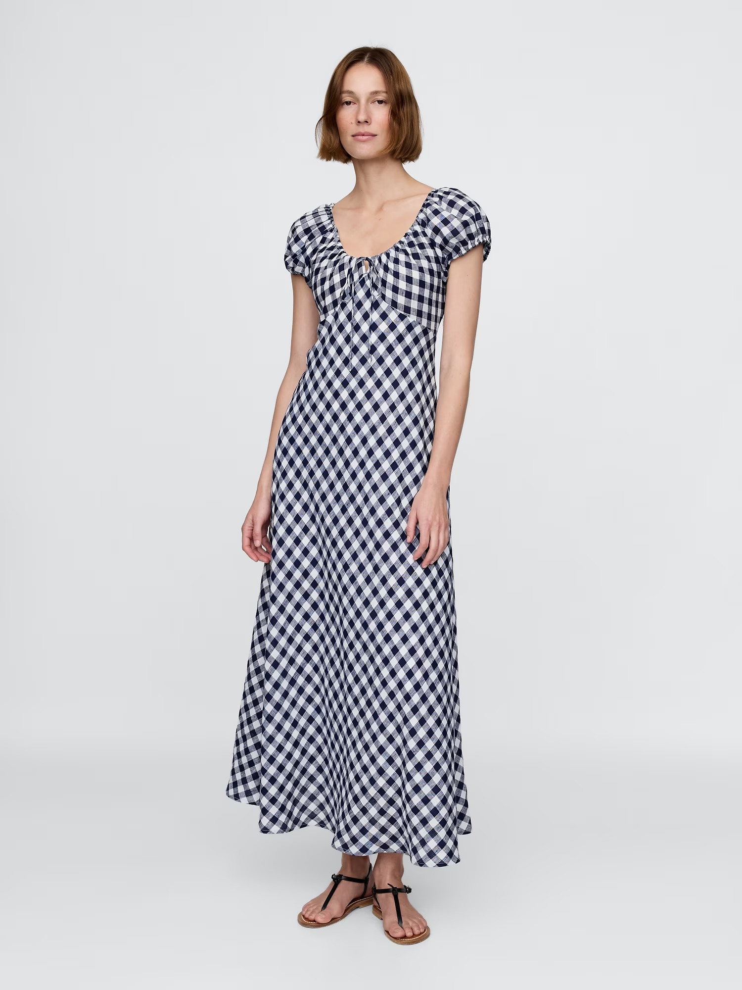Gap × DÔen, Linen Gingham Midi Dress