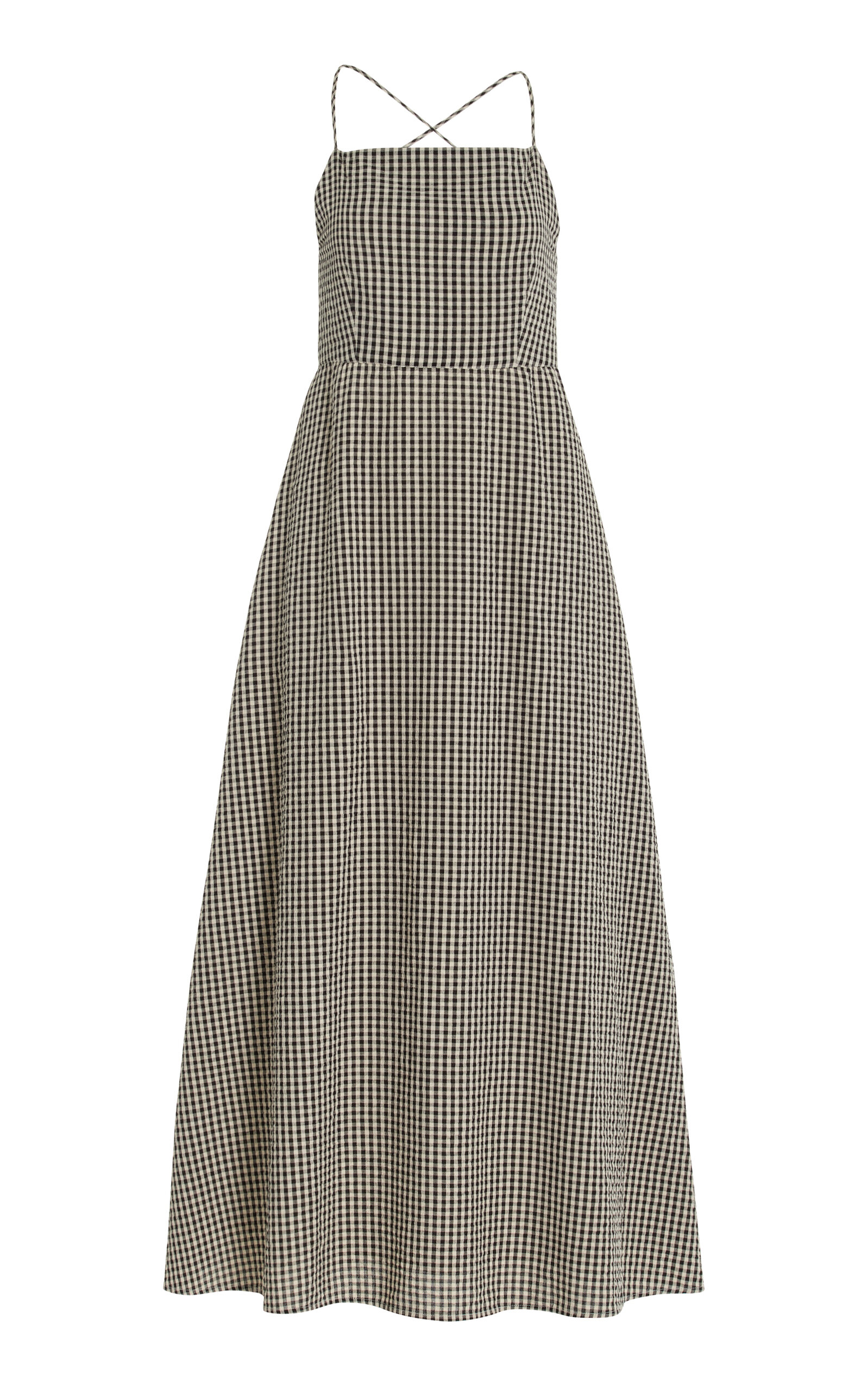 Lori Open-Back Gingham Cotton Maxi Dress