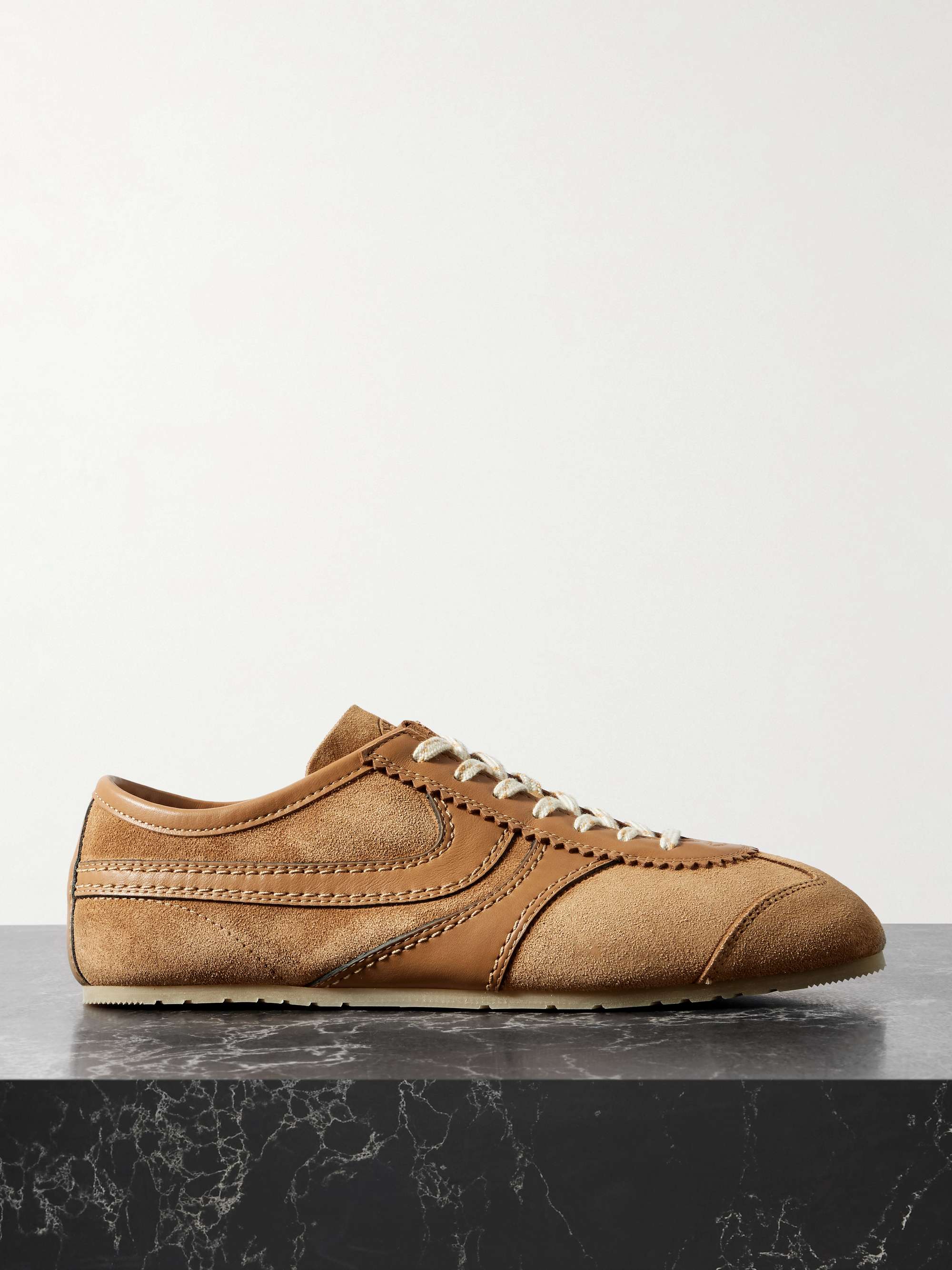 Leather-Trimmed Suede Sneakers