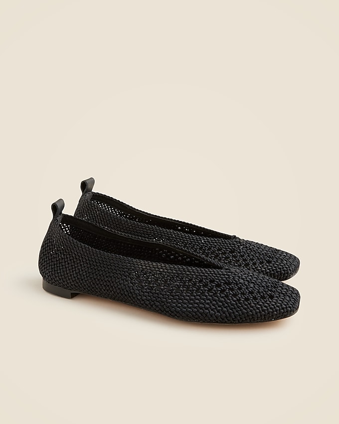 Square-Toe Crochet Ballet Flats