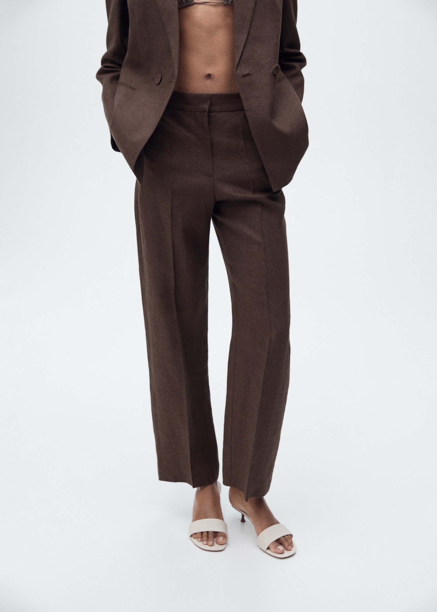 Straight-Fit Linen Suit Pants - Women | Mango Usa