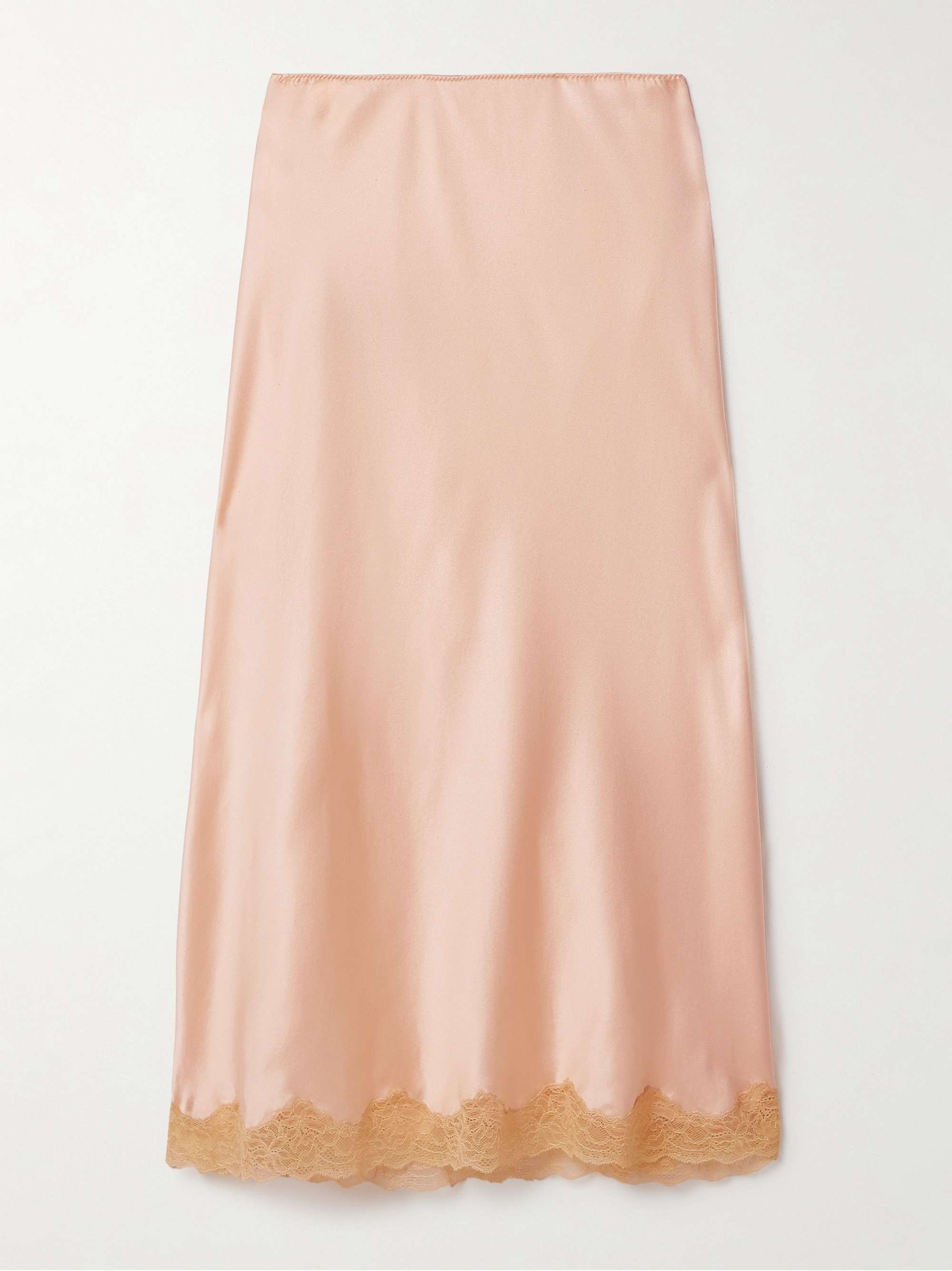 Irene Lace-Trimmed Silk-Charmeuse Skirt