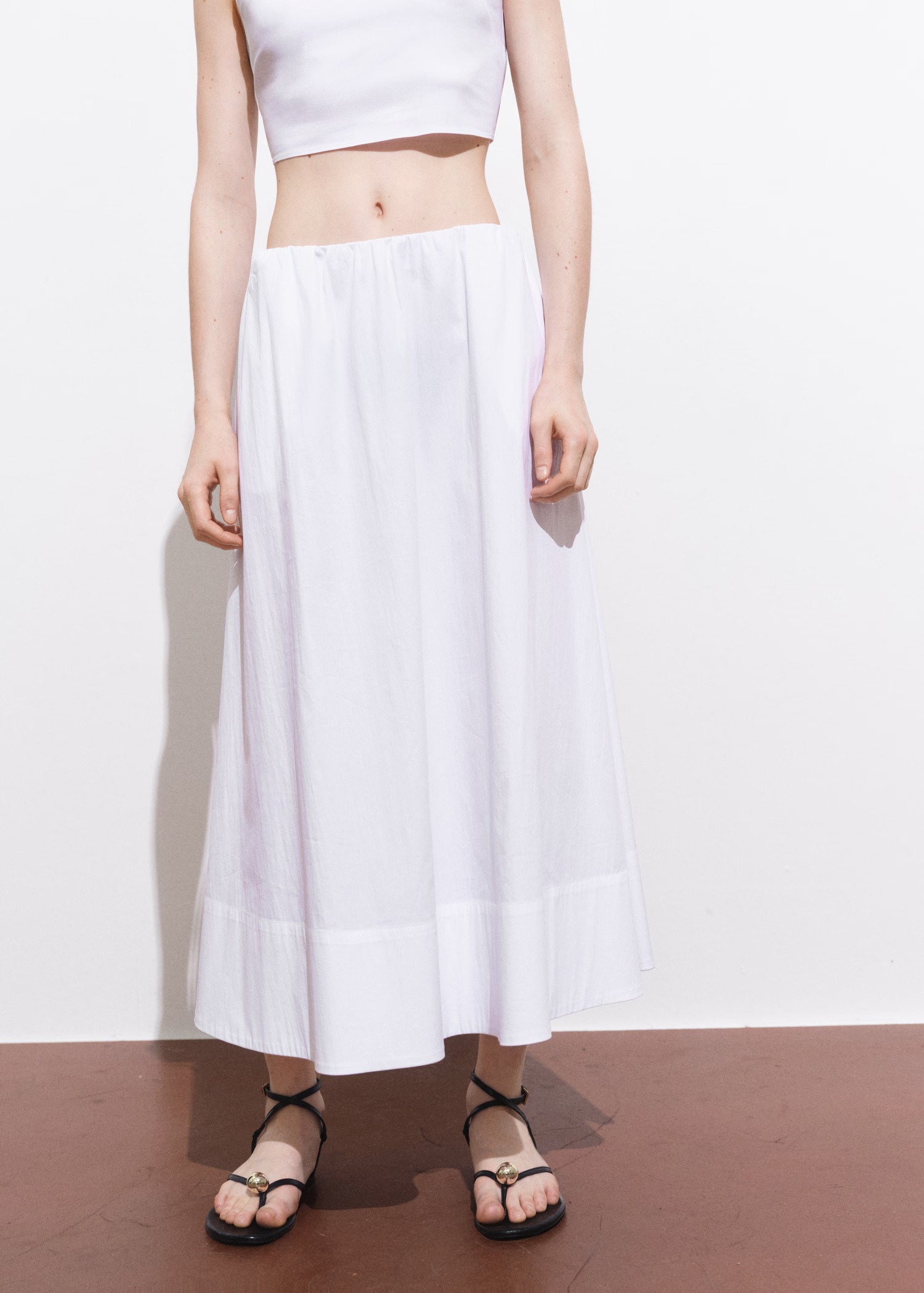 MANGO, Flared Cotton Skirt