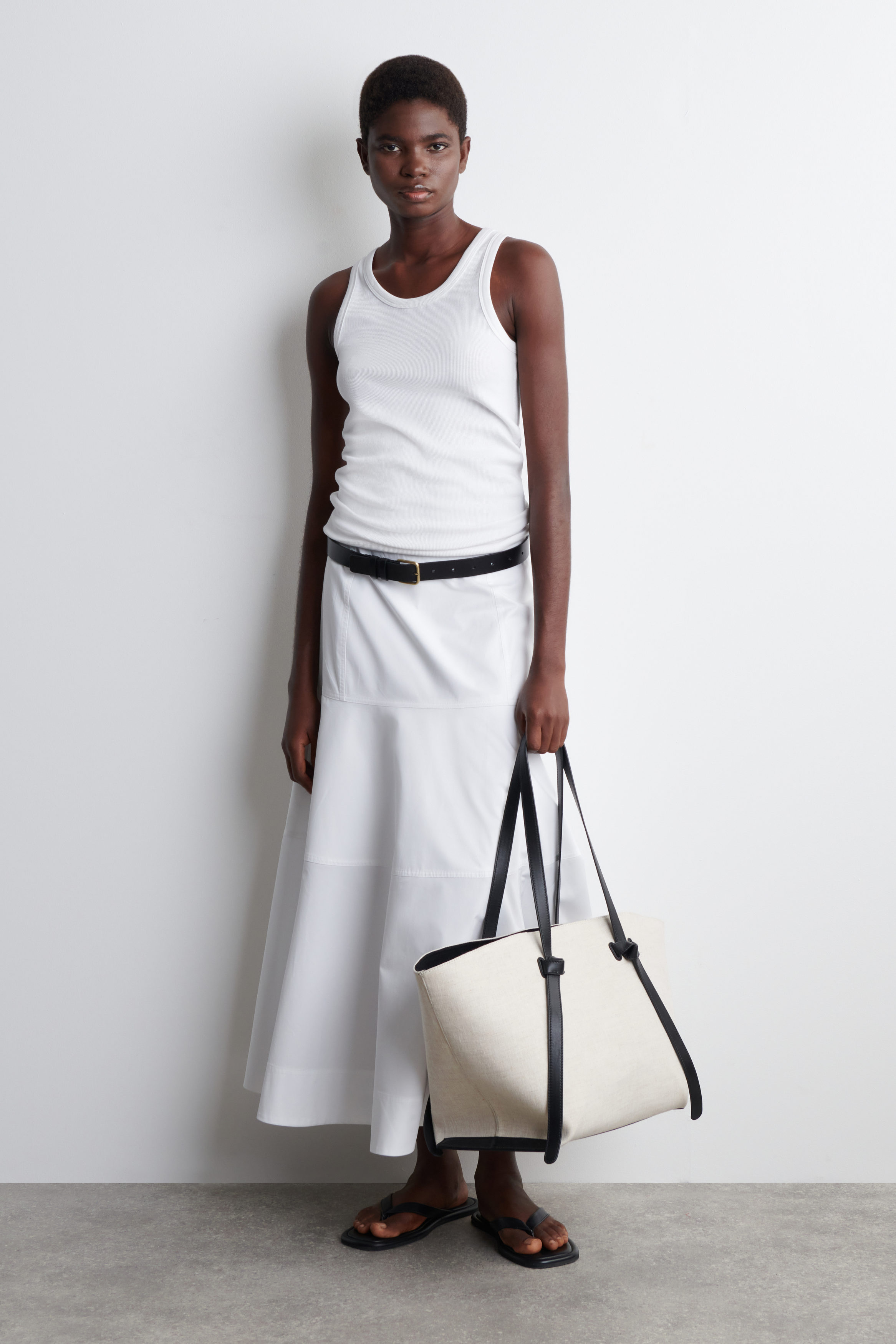 Panelled Cotton Midi Skirt