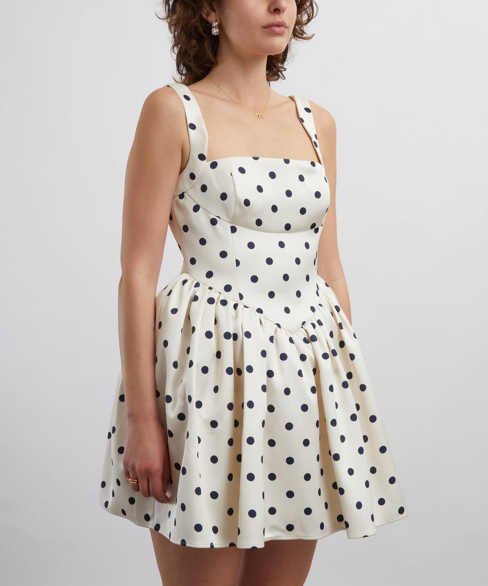 Cream Polka Dot Satin Mini Dress