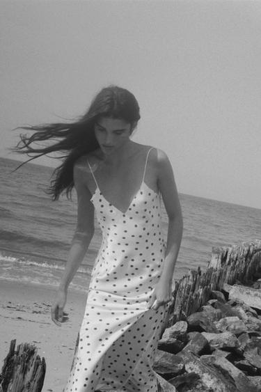 Polka Dot Satin Midi Dress