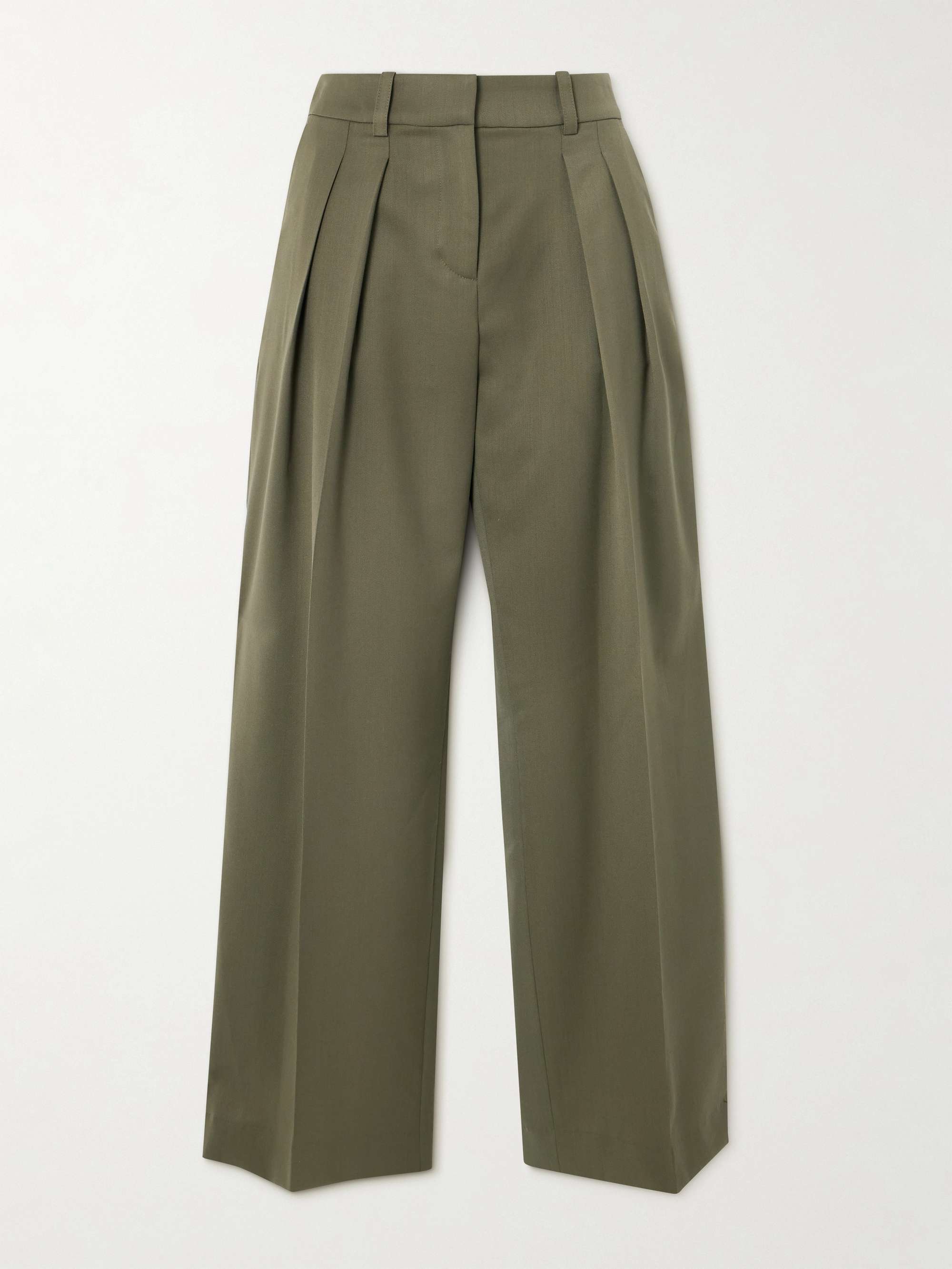 Daytona Pleated Grain De Poudre Wide-Leg Pants