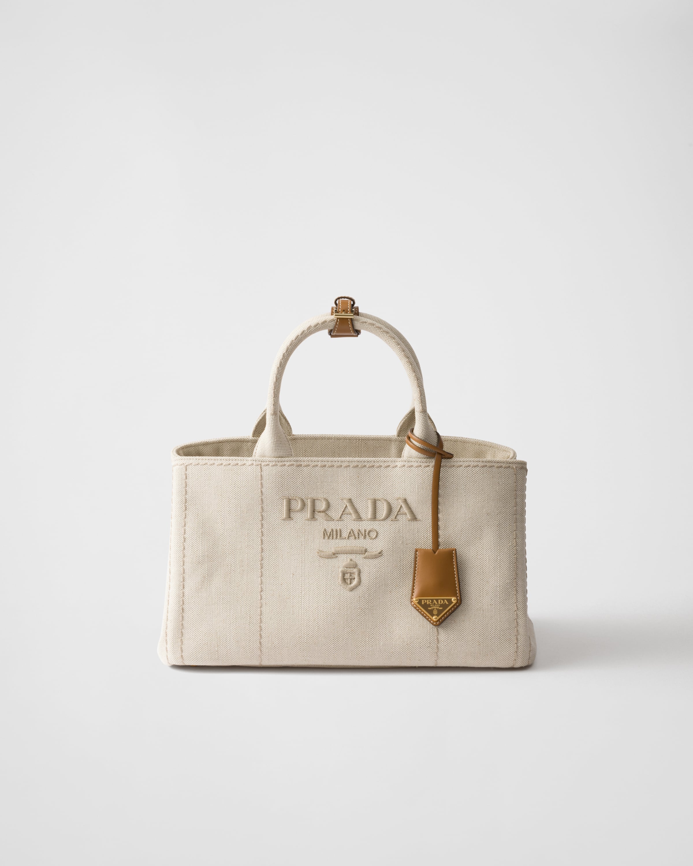 Prada Jardinière Large Linen Blend Handbag