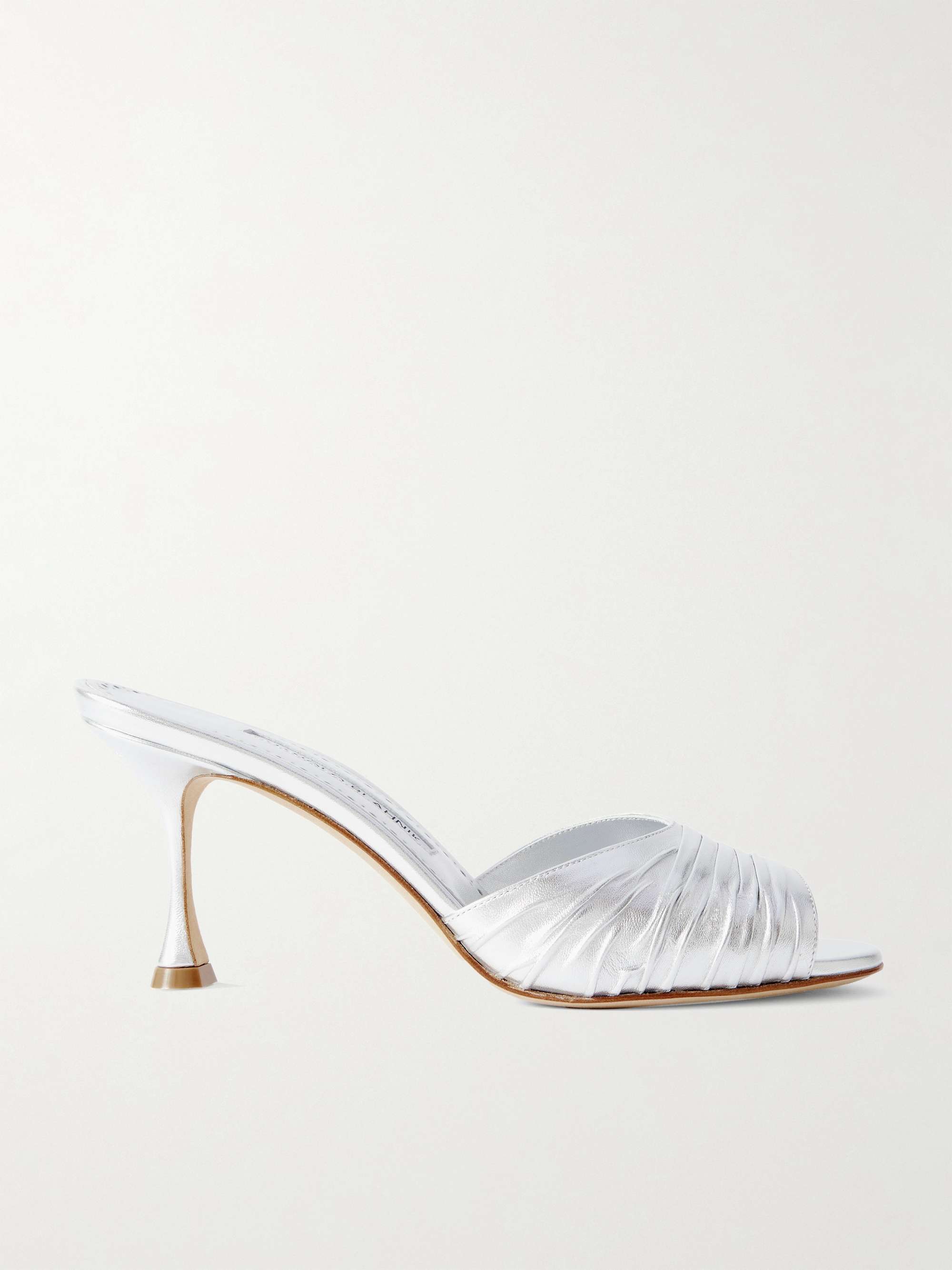 Pirua 70 Crinkled Metallic Leather Mules