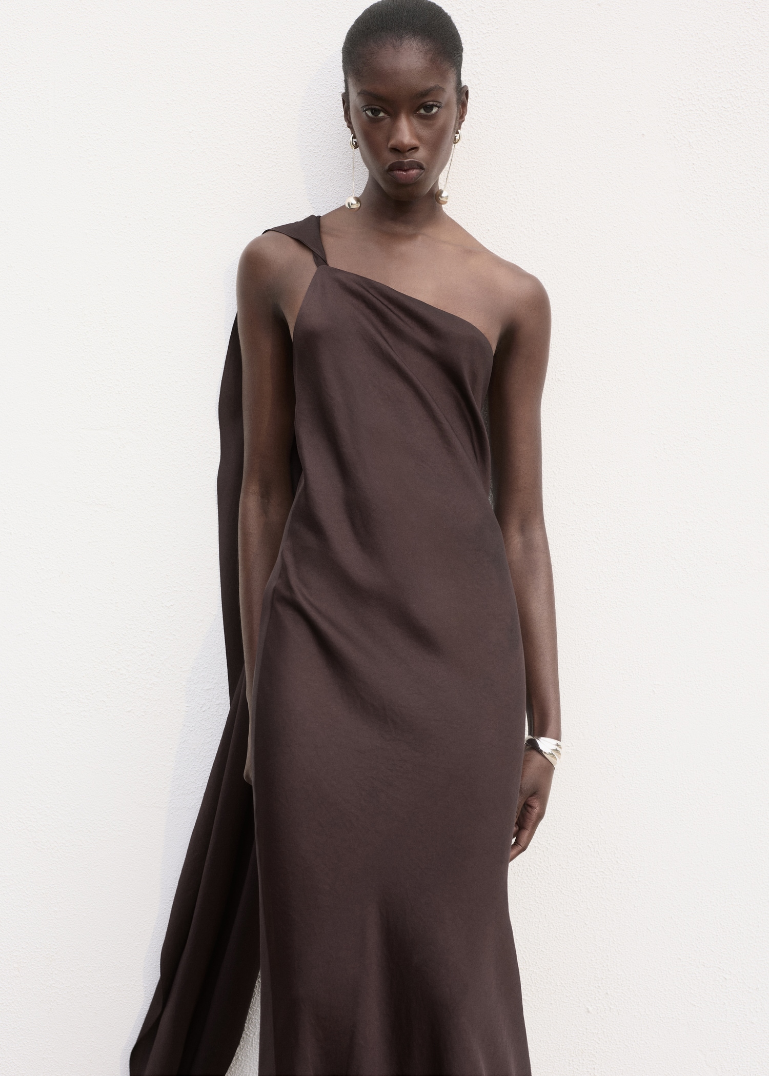 Asymmetrical Satin Dress - Women | Mango United Kingdom