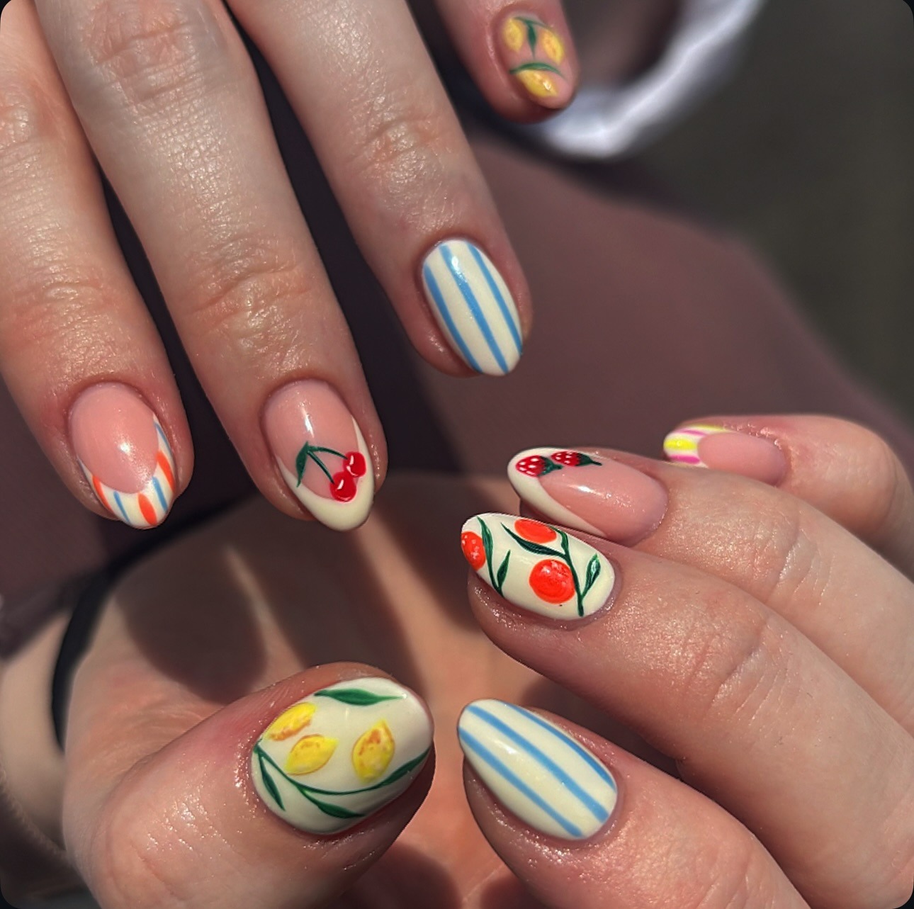 Summer fruit nail design.