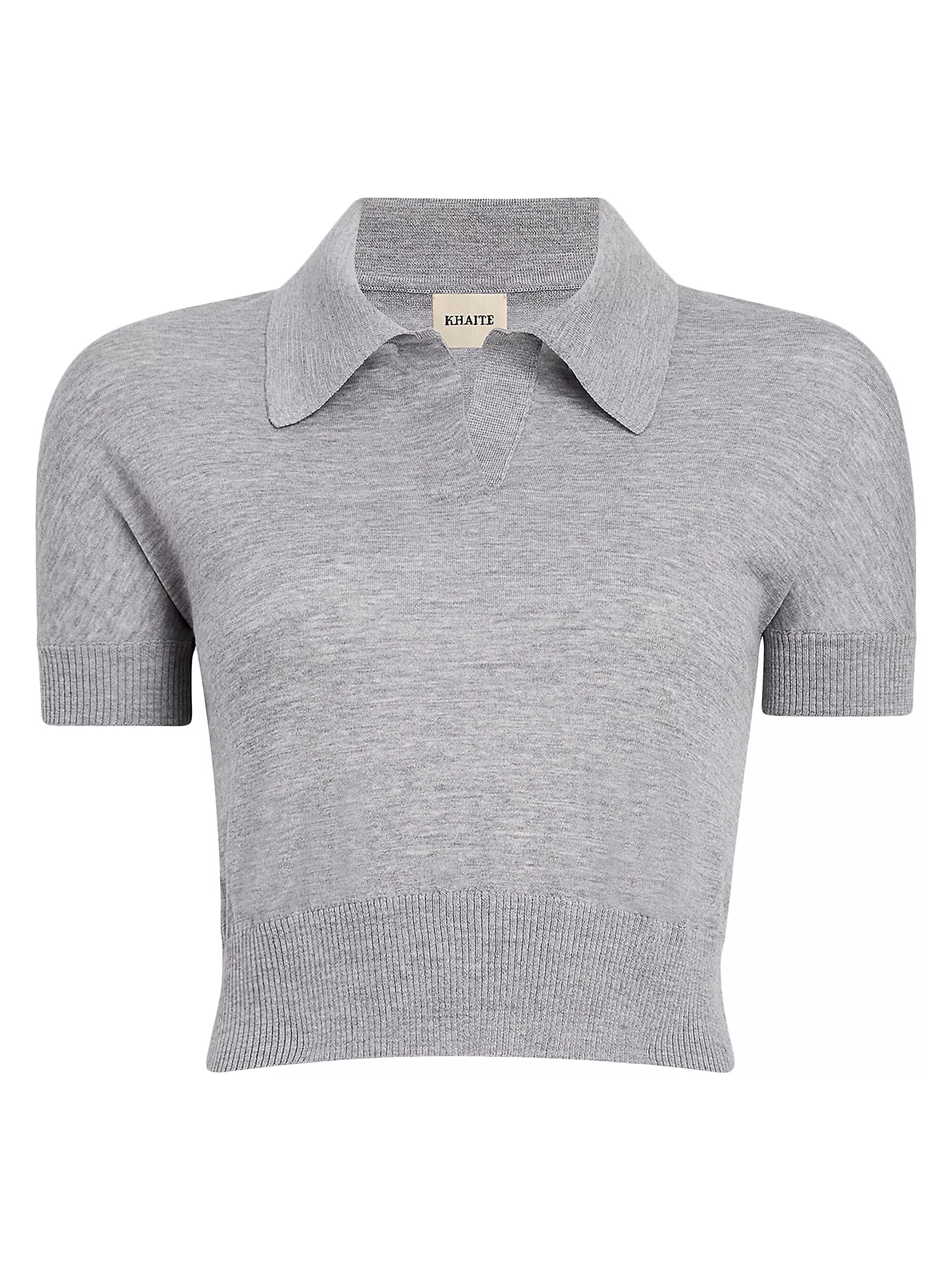 Morgane Wool-Blend Polo Top