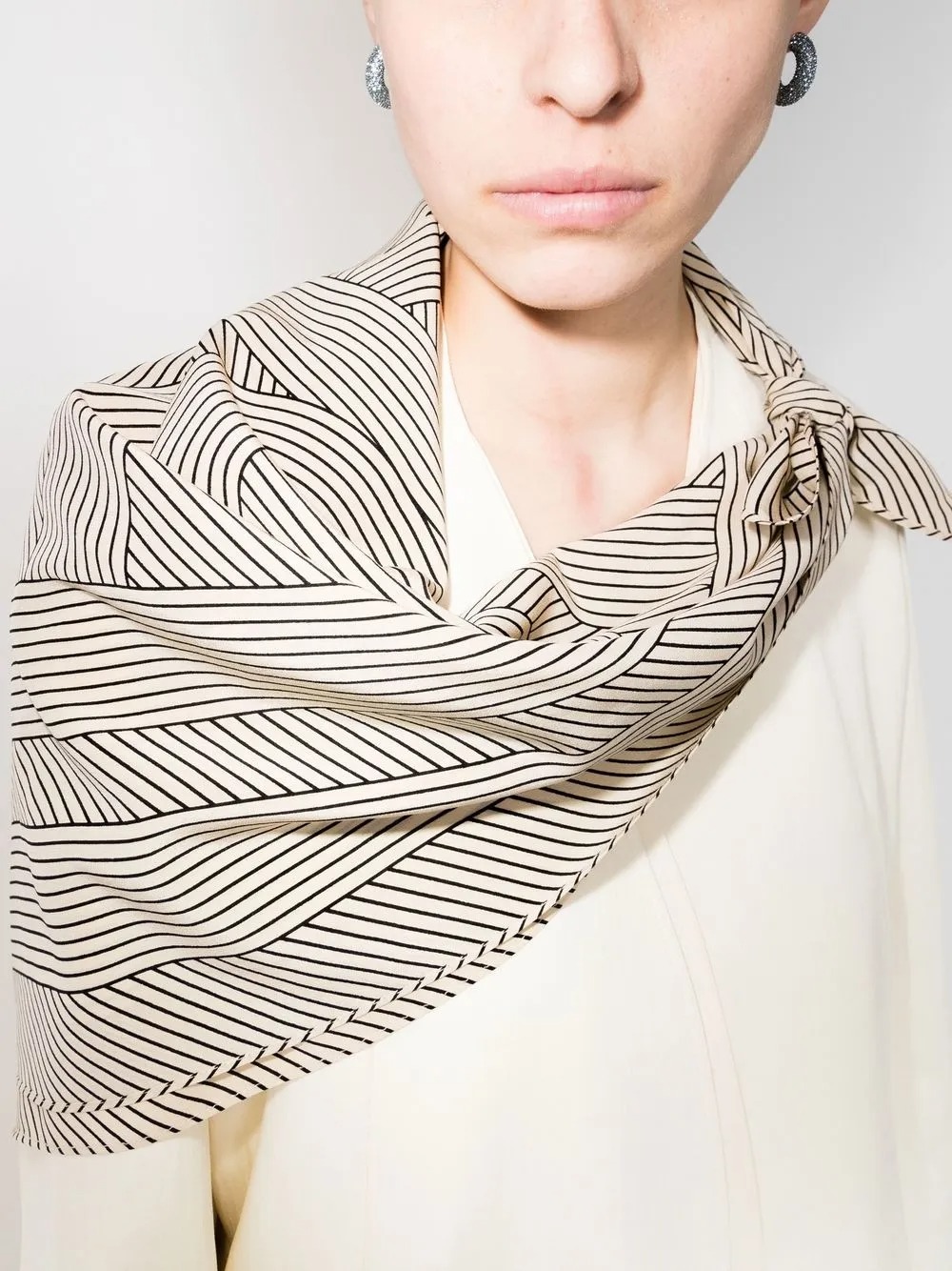 Striped Monogram Print Scarf