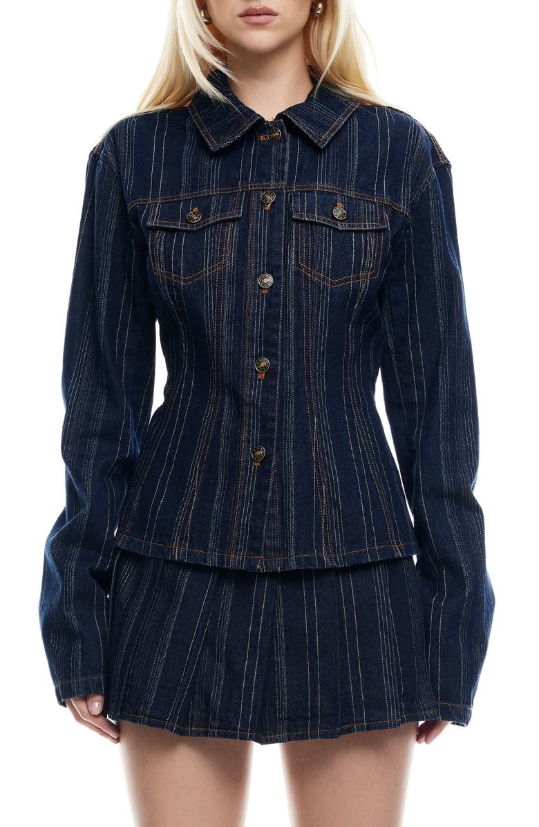 Rider Topstitch Detail Denim Jacket