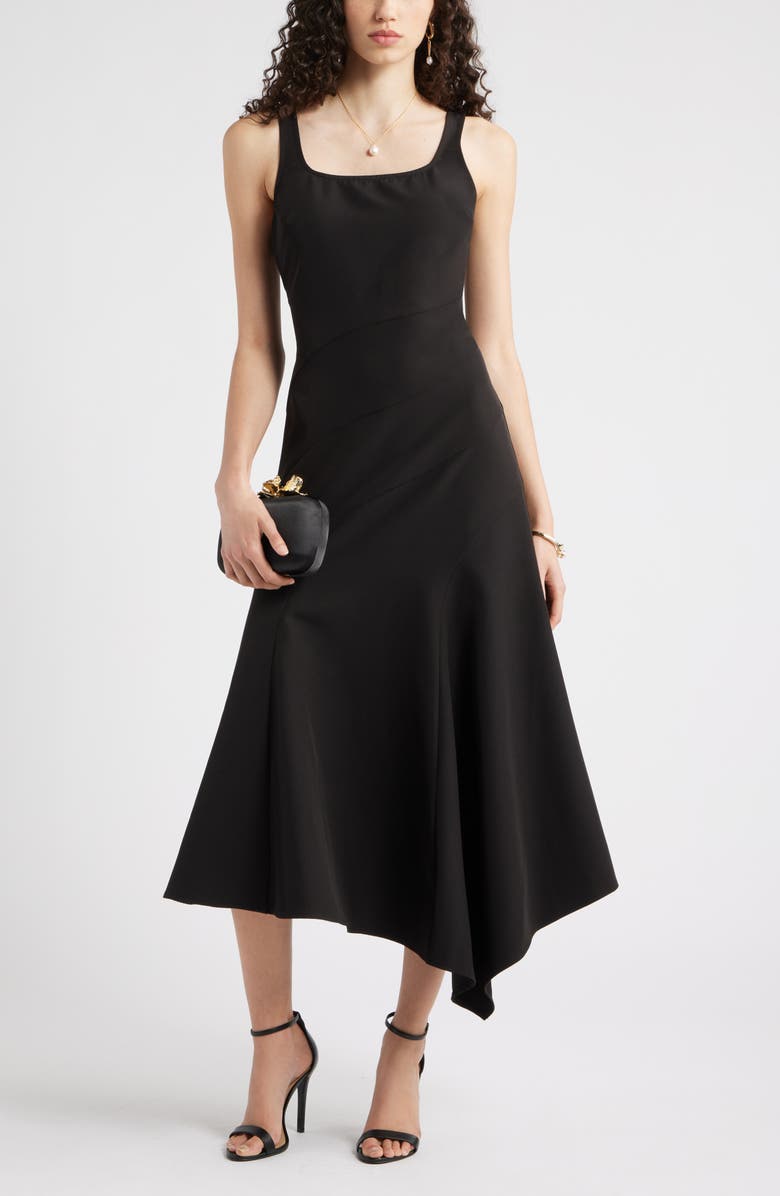 Seam Detail Asymmetric Midi Dress