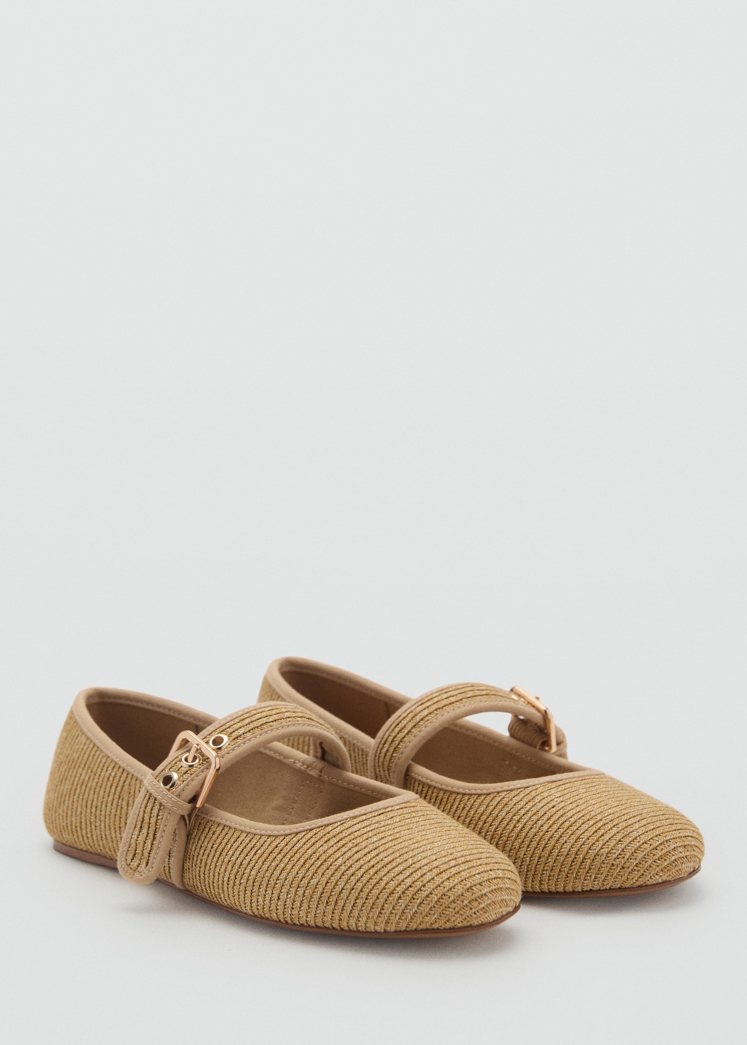 MANGO, Cotton Ballet Flats With Strap and Buckle