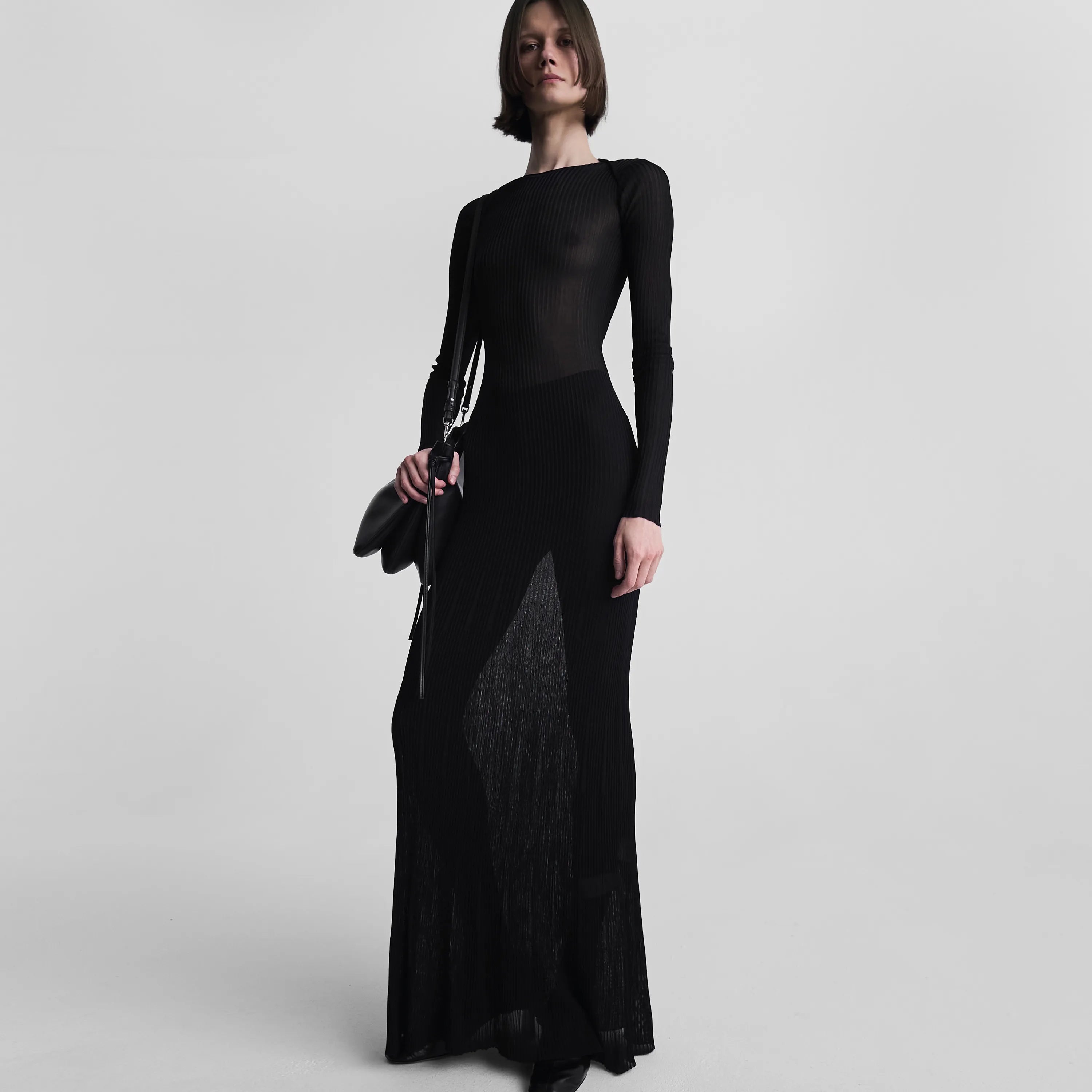 Slit Dress | Black Viscose
