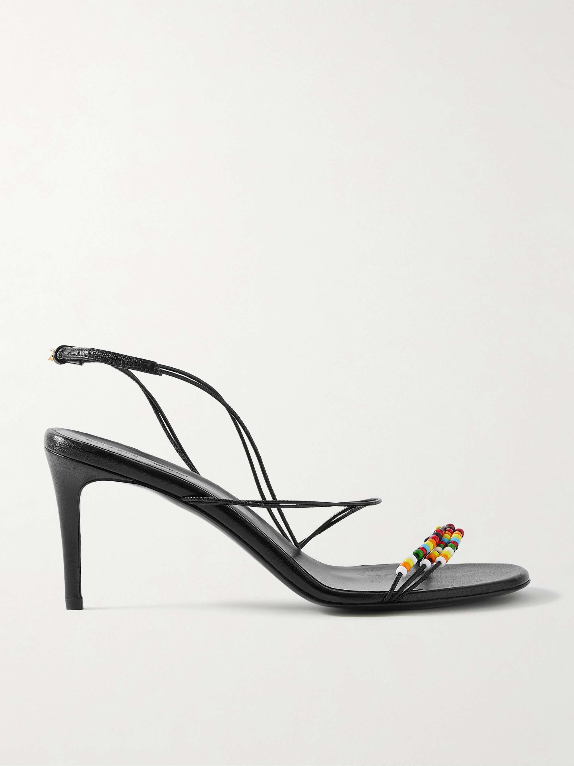 Loop Bead-Embellished Leather Sandals