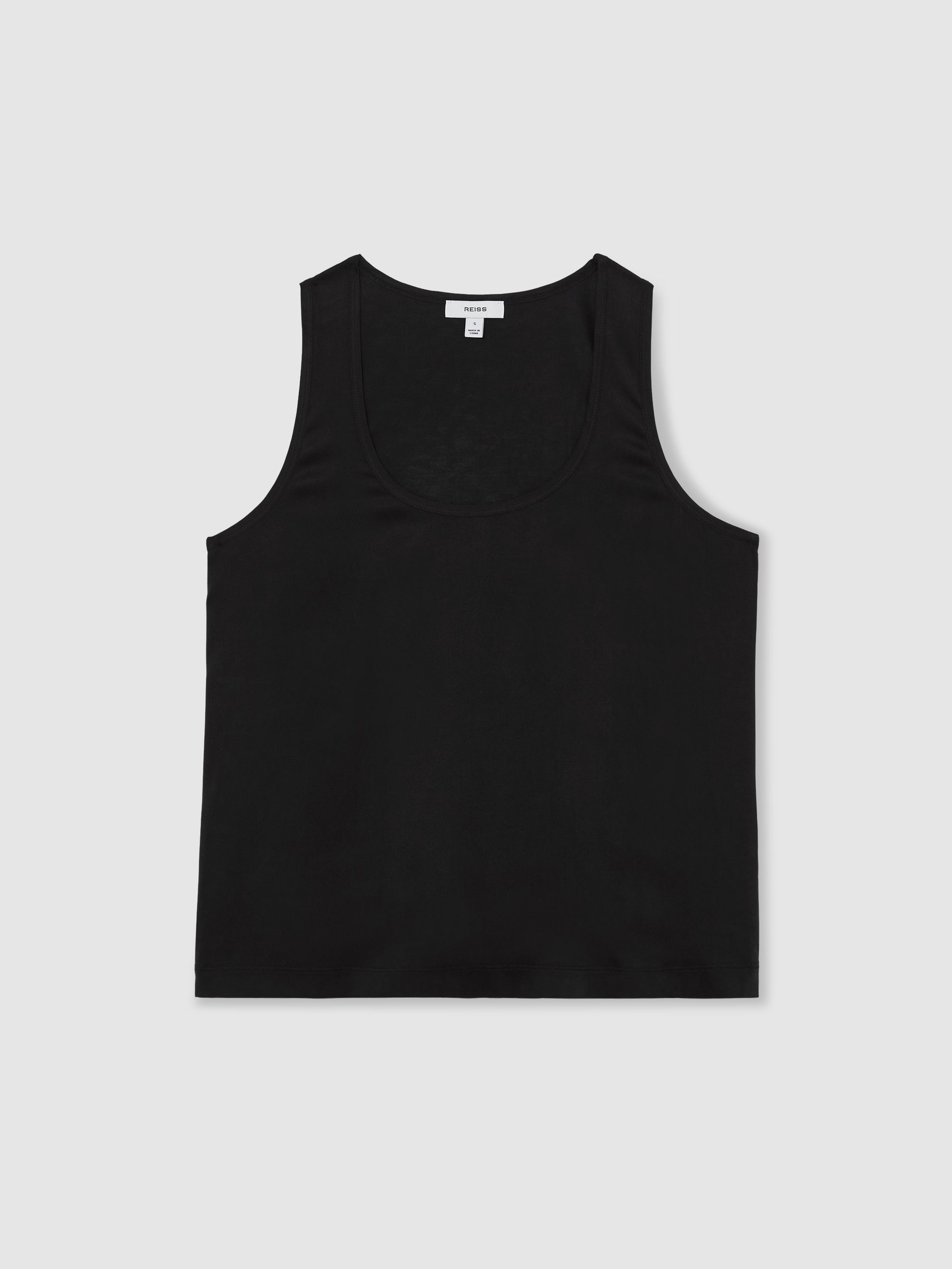 Silk-Front Cami Top in Black