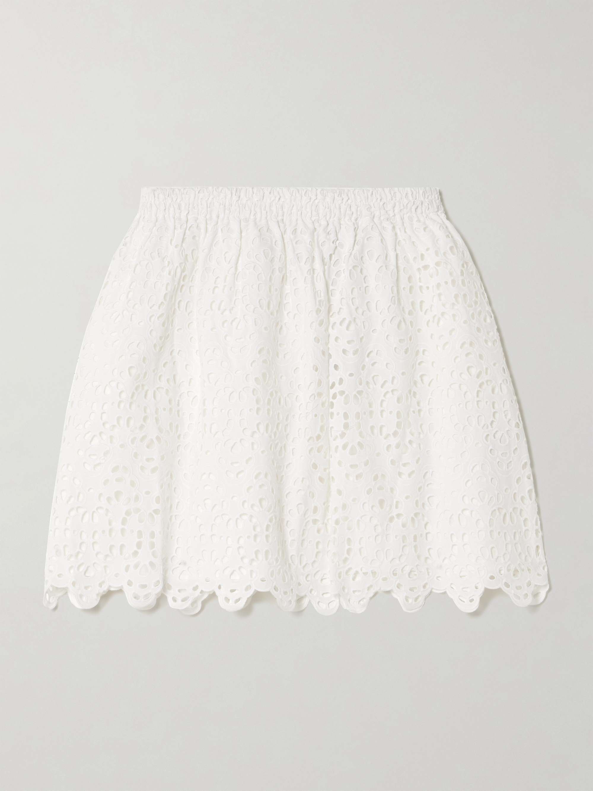 The Deco Scalloped Broderie Anglaise Cotton-Poplin Mini Skirt