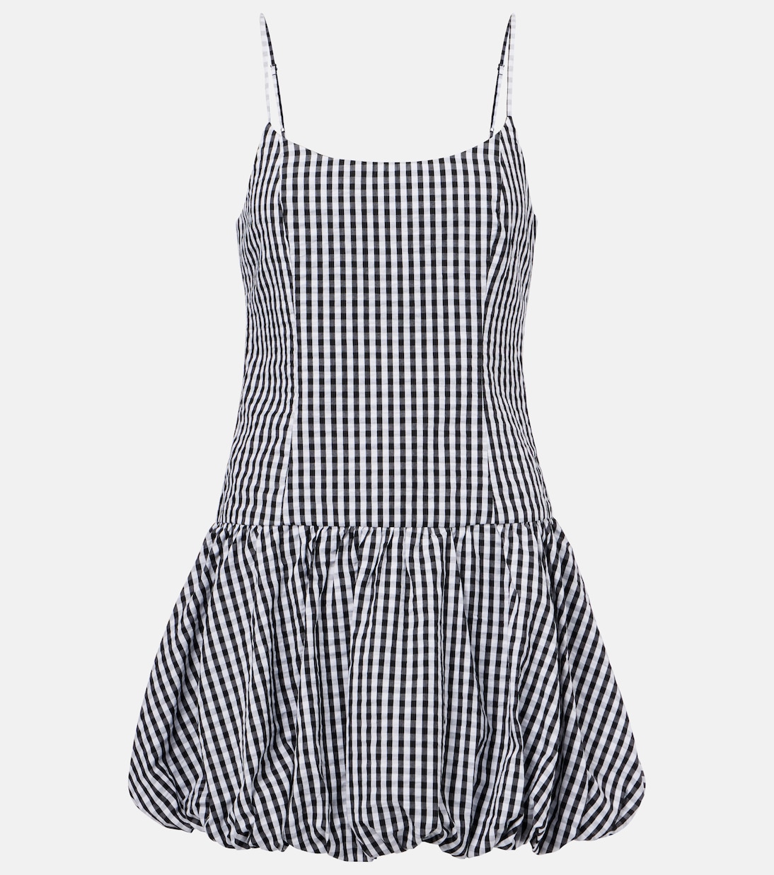 Gingham Gathered Cotton Poplin Minidress