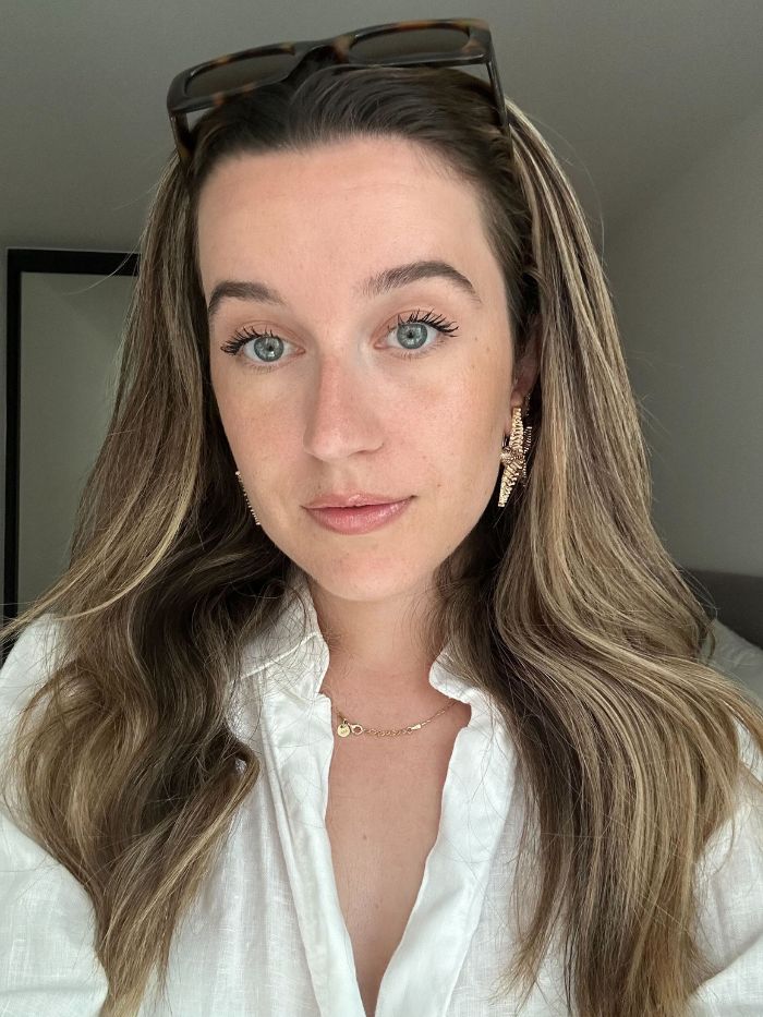 Junior beauty editor, Grace Lindsay, after two coats of the Mac MacStack Mascara