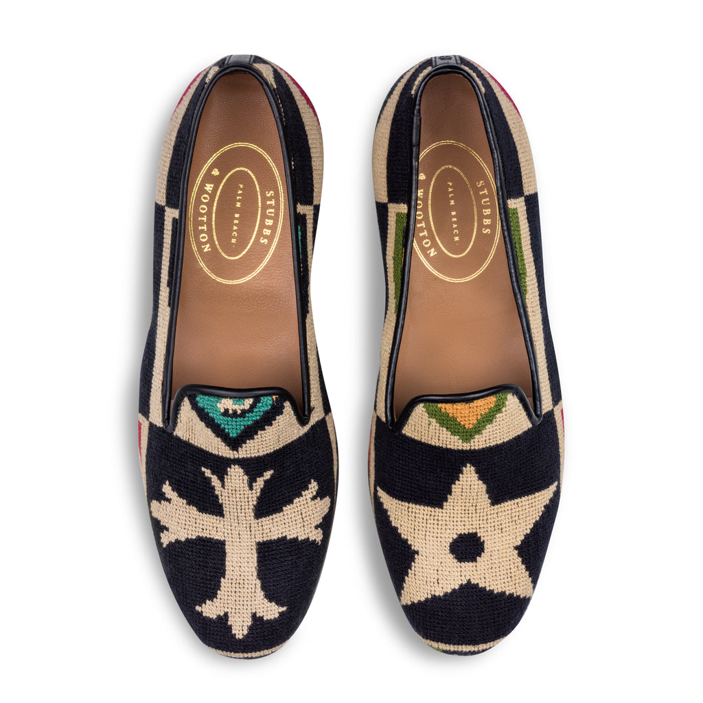 Crest Black Needlepoint Slipper (women)