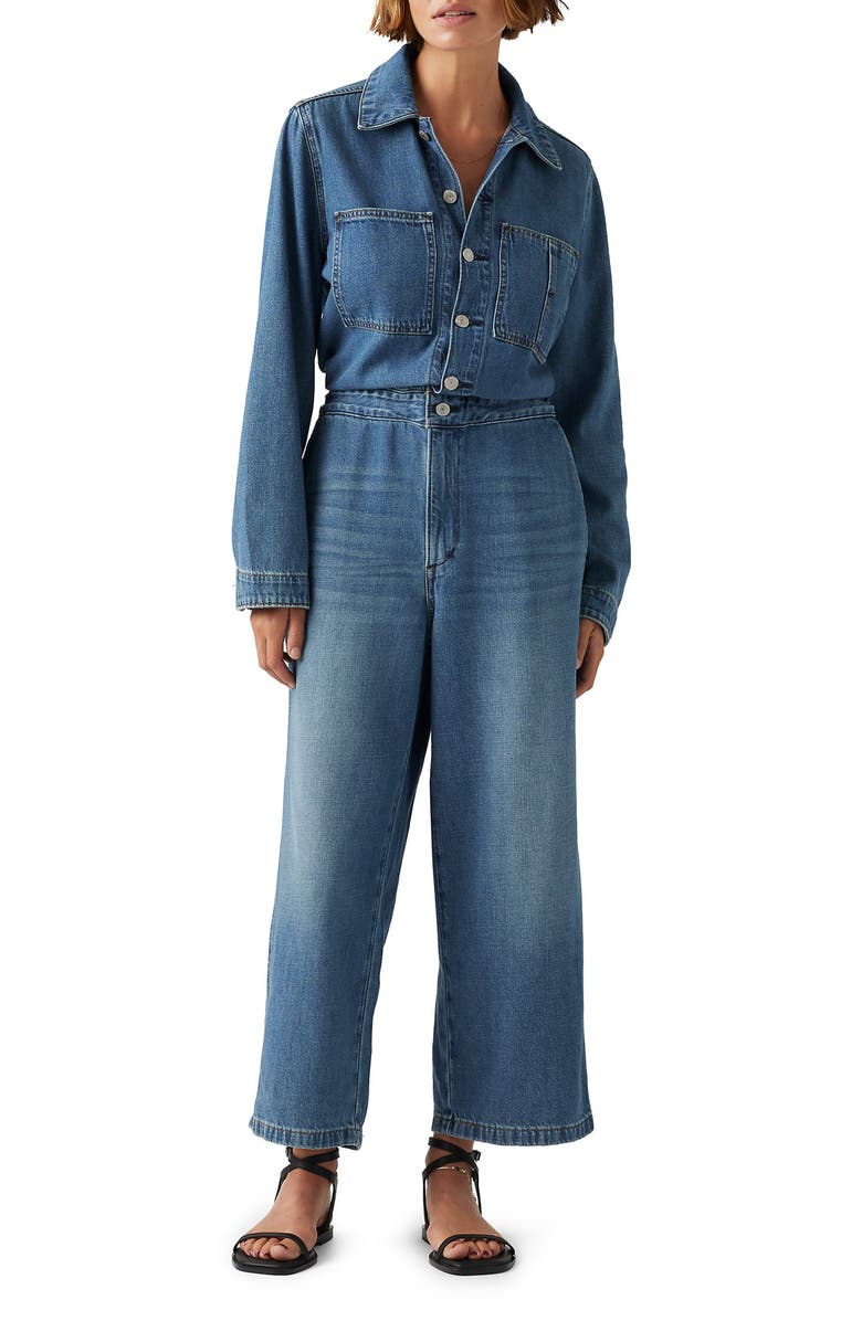Iconic Long Sleeve Wide Leg Denim Jumpsuit